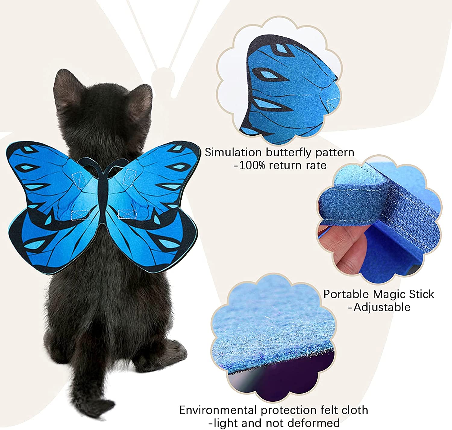 Cat Butterfly Costume Halloween Wings For Small Dogs And Cats, Puppy Cat Apparel Clothes For Halloween Party Decoration (Purple)
