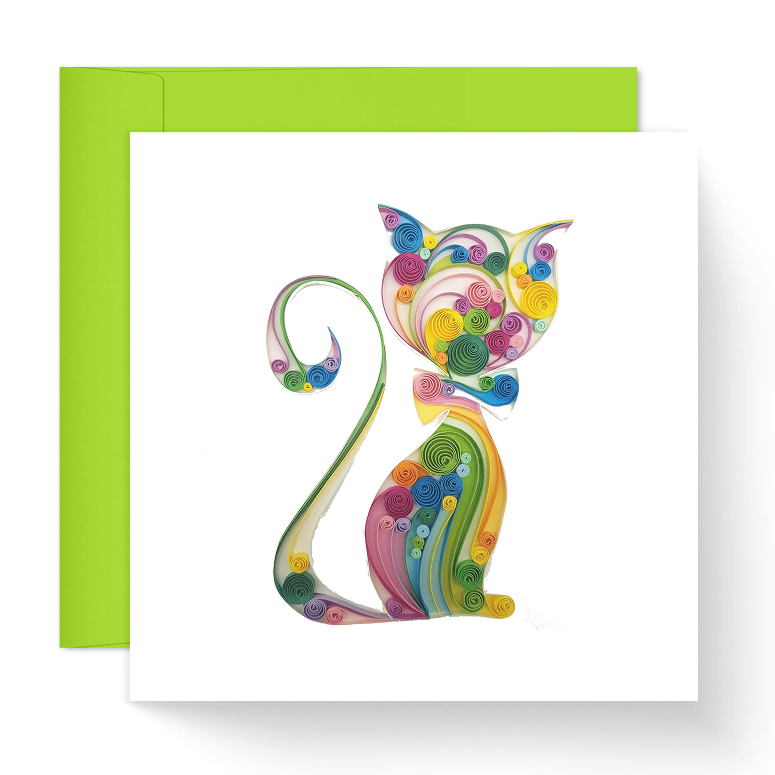 Tumybee Cute Cat Card, Animal Kitty Kitten Card For Mother'S Day, Father'S Day, Happy Birthday, Pet Memorial Sympathy, 3D Quilli
