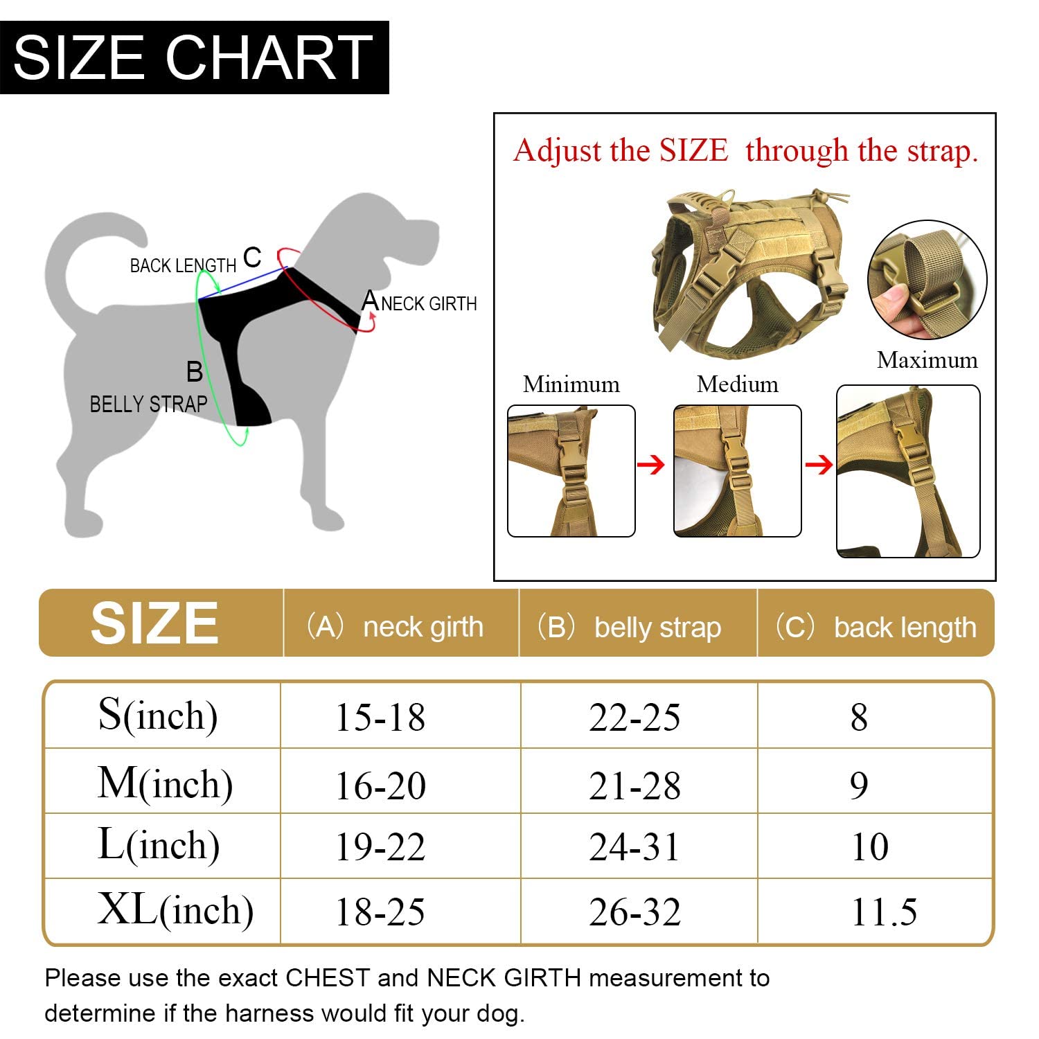 Hanshengday Tactical Service Dog Vest Harness For Medium Large Dog, Military K9 Training Dog Vest With Molle & Loop Panels Adjustable Tactical Dog Vest Harnesses With Handle (S, Khaki)