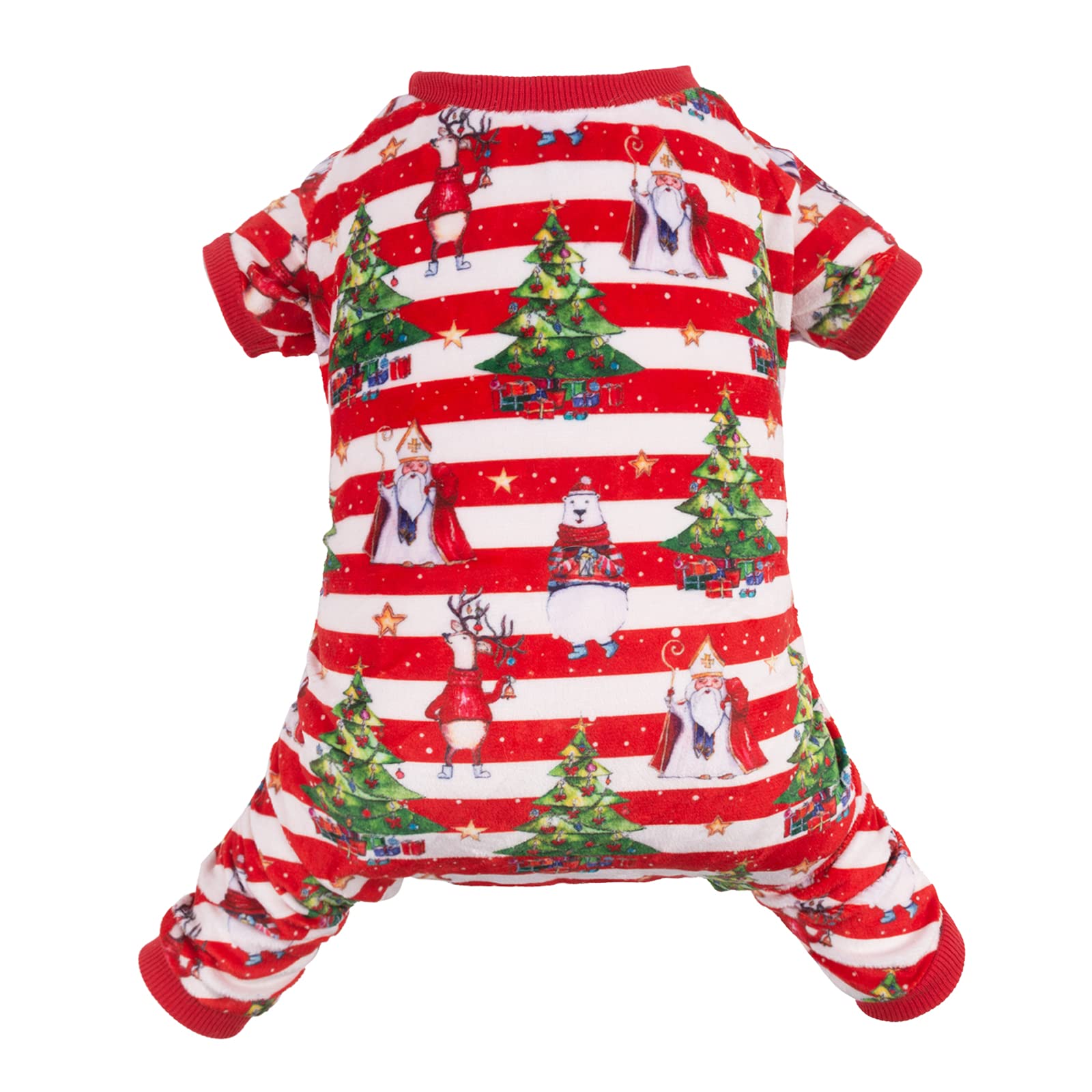 Cutebone Christmas Dog Pajamas Shirt Winter Holiday Cute Pjs Pet Clothes Bodysuit For Doggie Onesies P186L