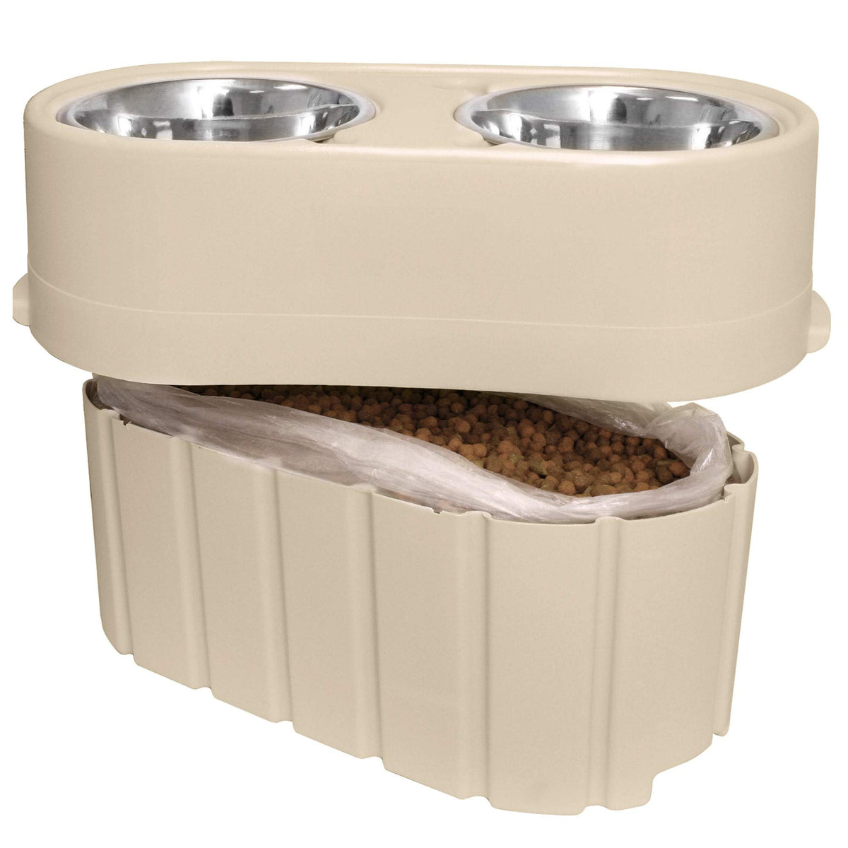 Store-N-Feed Adjustable Raised Dog Bowl, Dog Feeder & Dog Food Storage Containers Large Dog Bowl Stand Adjusts From 8' To 12' (Dog Food Container, Unique Dog Water Bowl Dispenser & Dog Food Bowl)