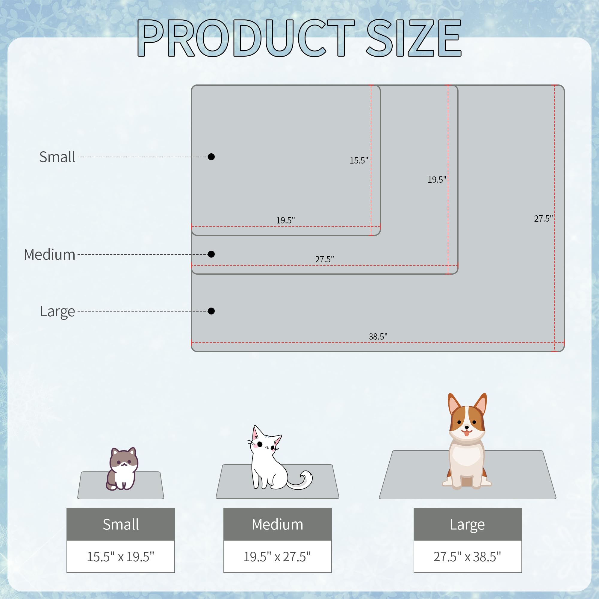 Delifur Dog Cooling Mat- Pet Cooling Mat Outdoor For Dogs Self Cooling Pad For Puppy Small Medium Dog Machine Washable (Large, G