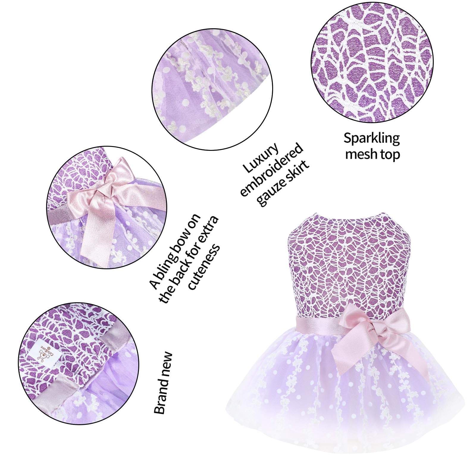 Cutebone Dog Birthday Dress Girl Puppy Skirt Tutu Cat Wedding Outfit Pet Party Clothes For Small Dogs Costume Dd14S