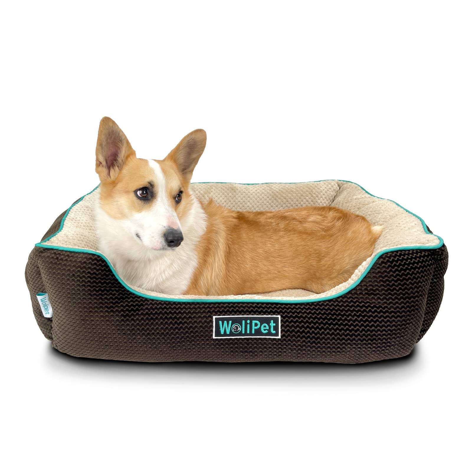 Wolipet Rectangular Dog Bed Pet Sofa Bed For Medium-Sized Dogs Machine Washable Pet Bed Anti-Slip Bottom(31''X25''X10'', L, Brow