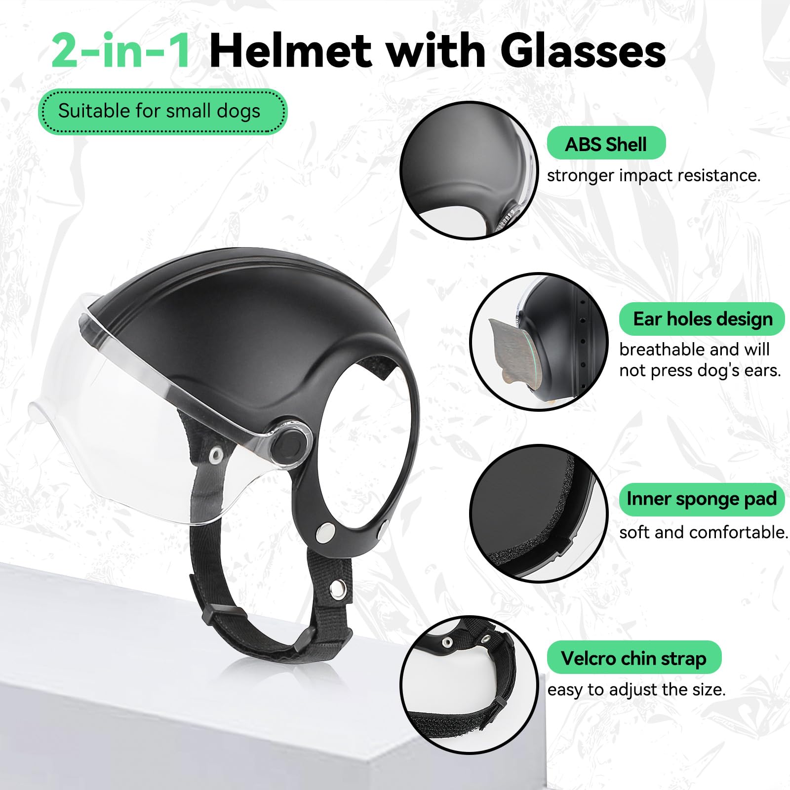Enjoying Dog Helmet With Anti-Uv Clear Goggles Pet Helmet With Ear Holes Anti-Sand Dog Hat For 16.5-27.5Lbs Dogs Cycling/Driving