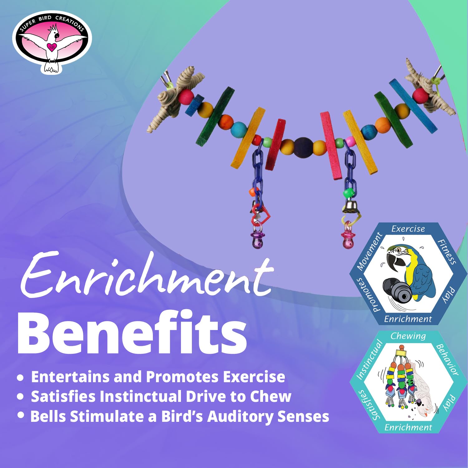 Super Bird Creations Sb516 Mini Rainbow Bridge Bird Toy, Small Bird Size, 9' X 2'