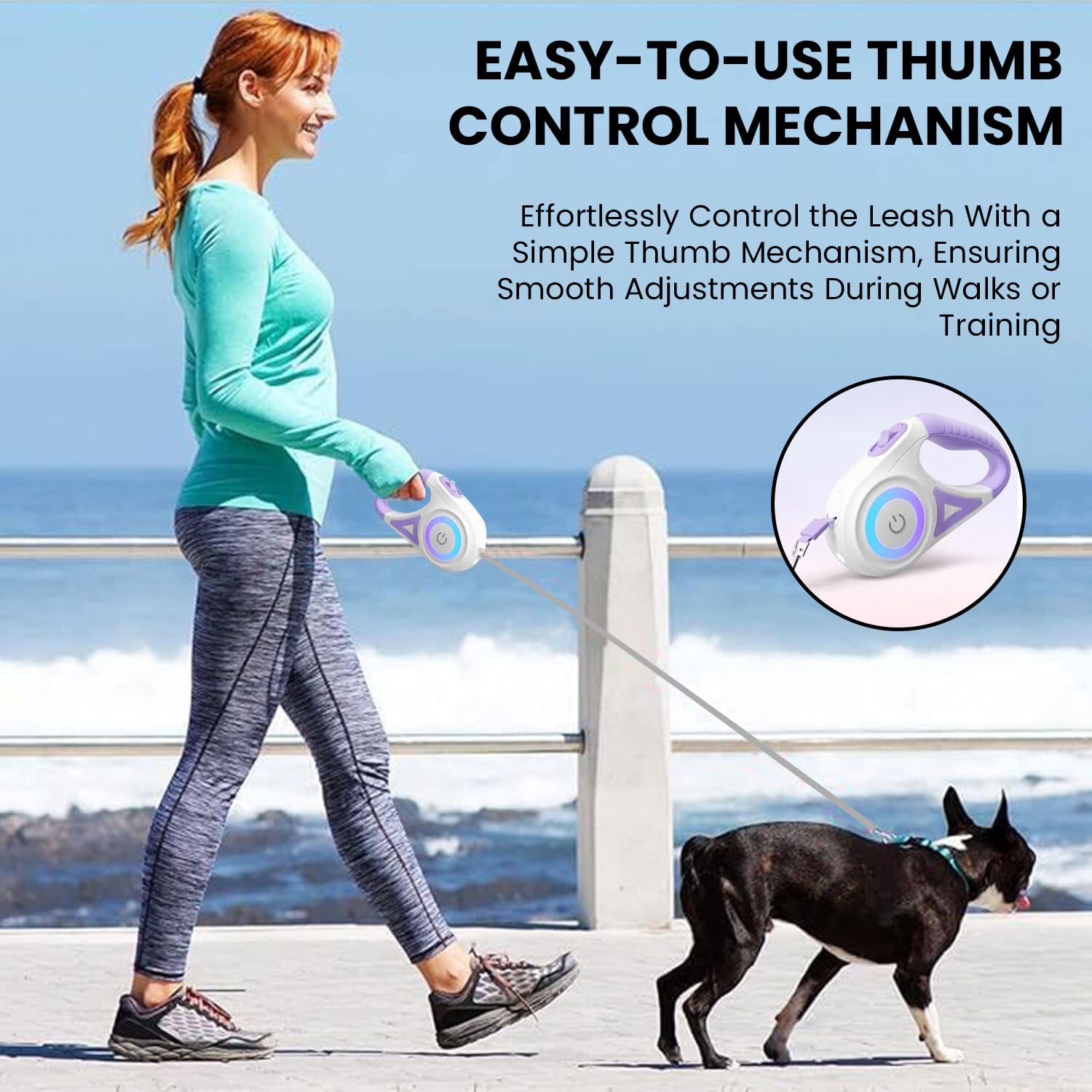 Best Dog Supplies Luminous Retractable Dog Leash With Front Safety Led Light - 360Tangle-Free Training Leash For Ultimum Freedom