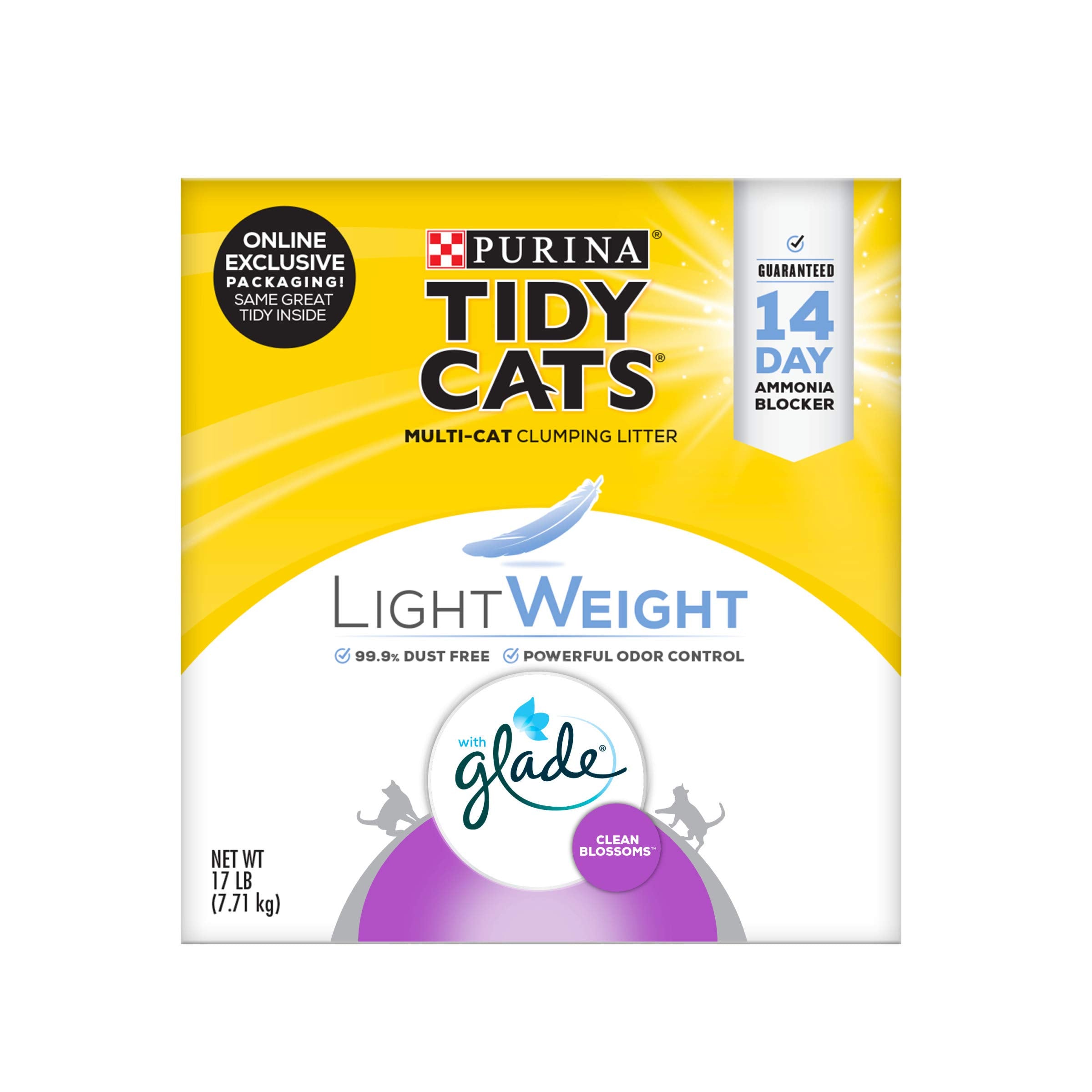 Purina Tidy Cats Low Dust, Multi Cat, Clumping Cat Litter, Lightweight Glade Clean Blossoms - 17 Lb. Box