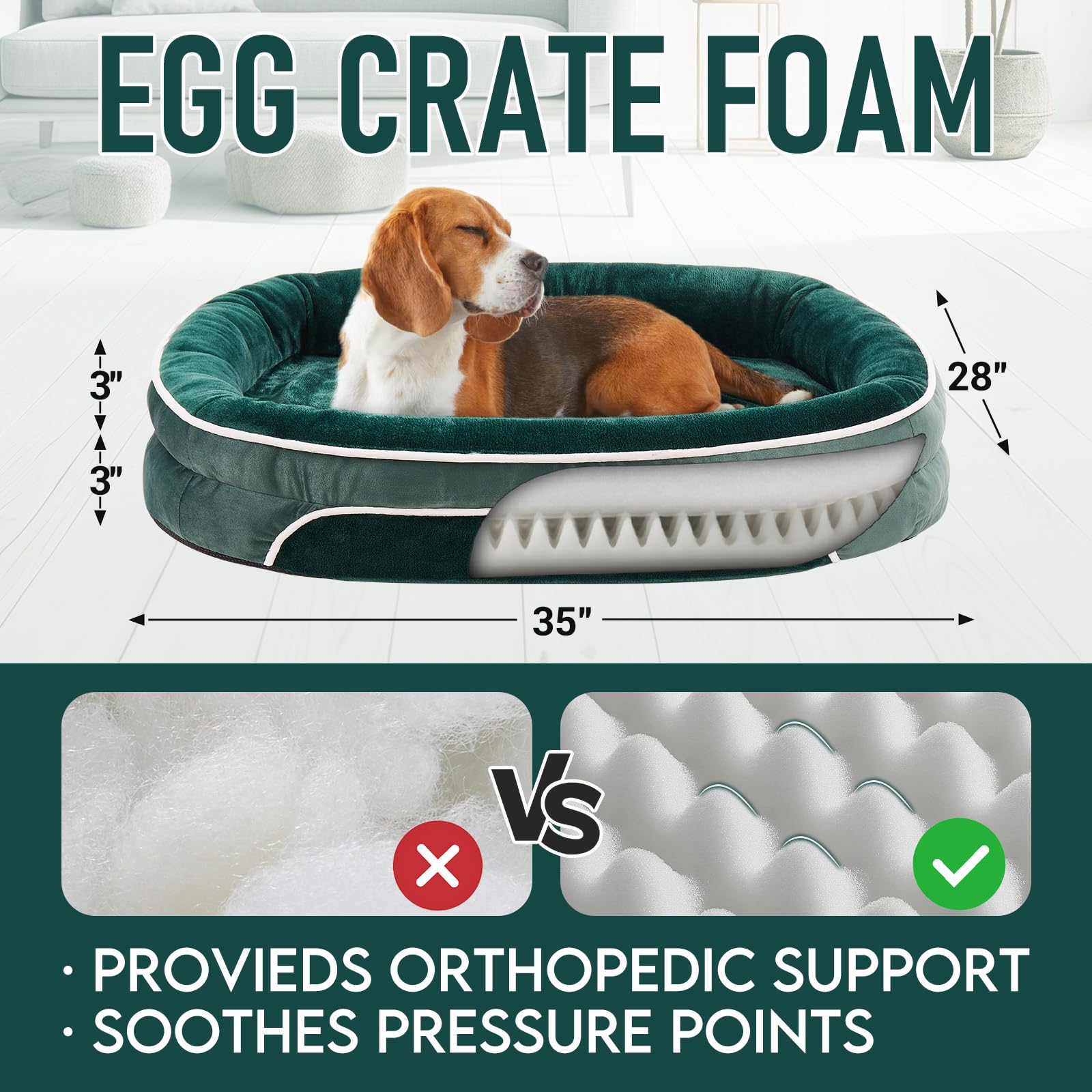 Ohgeni Orthopedic Dog Couch Large Sized Pet Beds For Fathers Gifts With Comfort Foam Support, Soft Indestructible Fabric, Machin