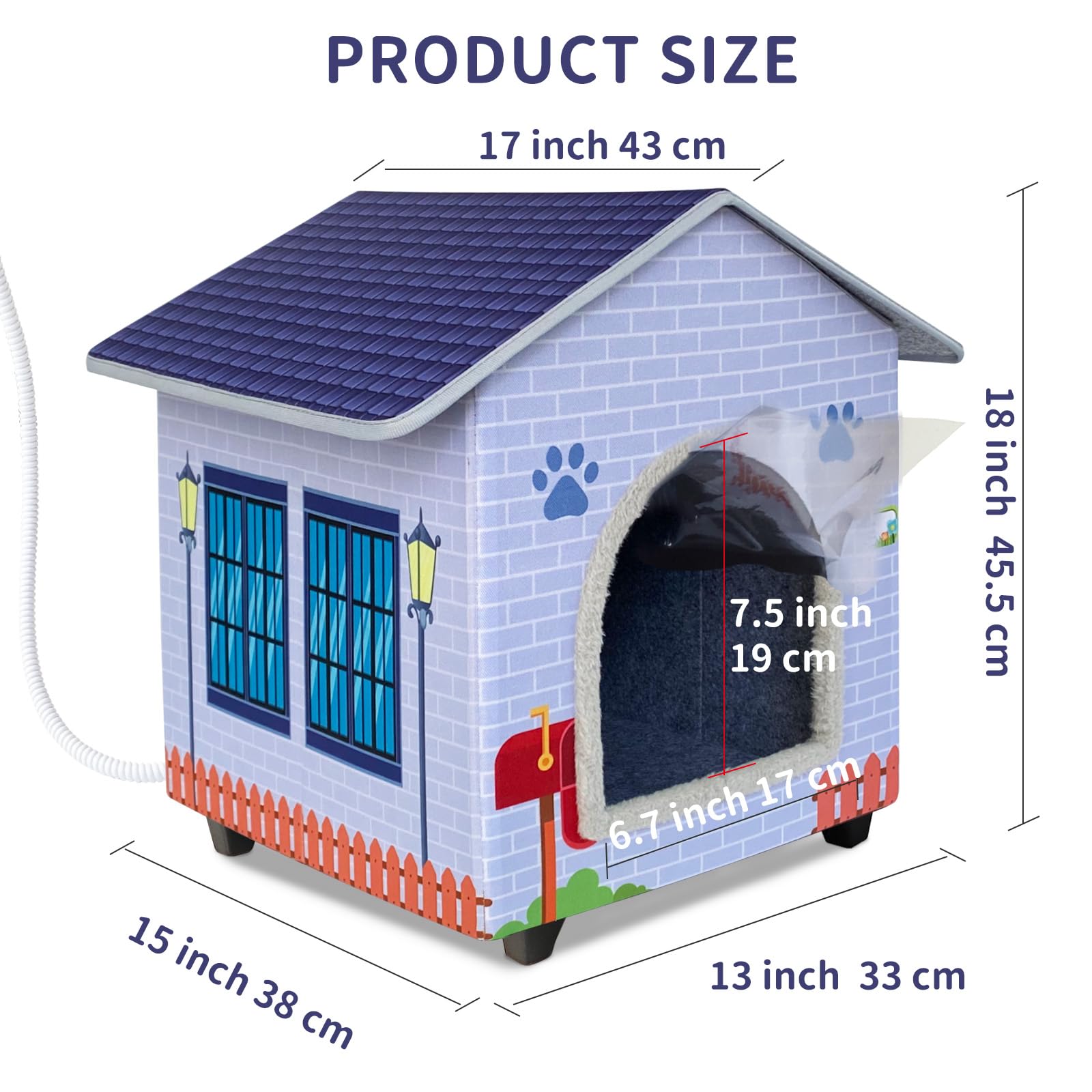 Heated Cat Houses For Indoor/Outdoor Cats With Elevated Heated Cat Bed Providing Safe Feral Cats, Easy To Assemble