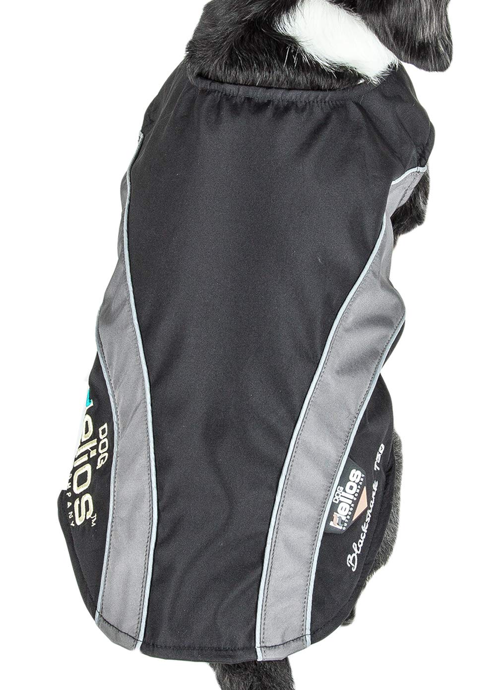 Pet Life Helios Octane Softshell Neoprene Satin Reflective Dog Jacket w/Blackshark Technology, Small, Black, Grey