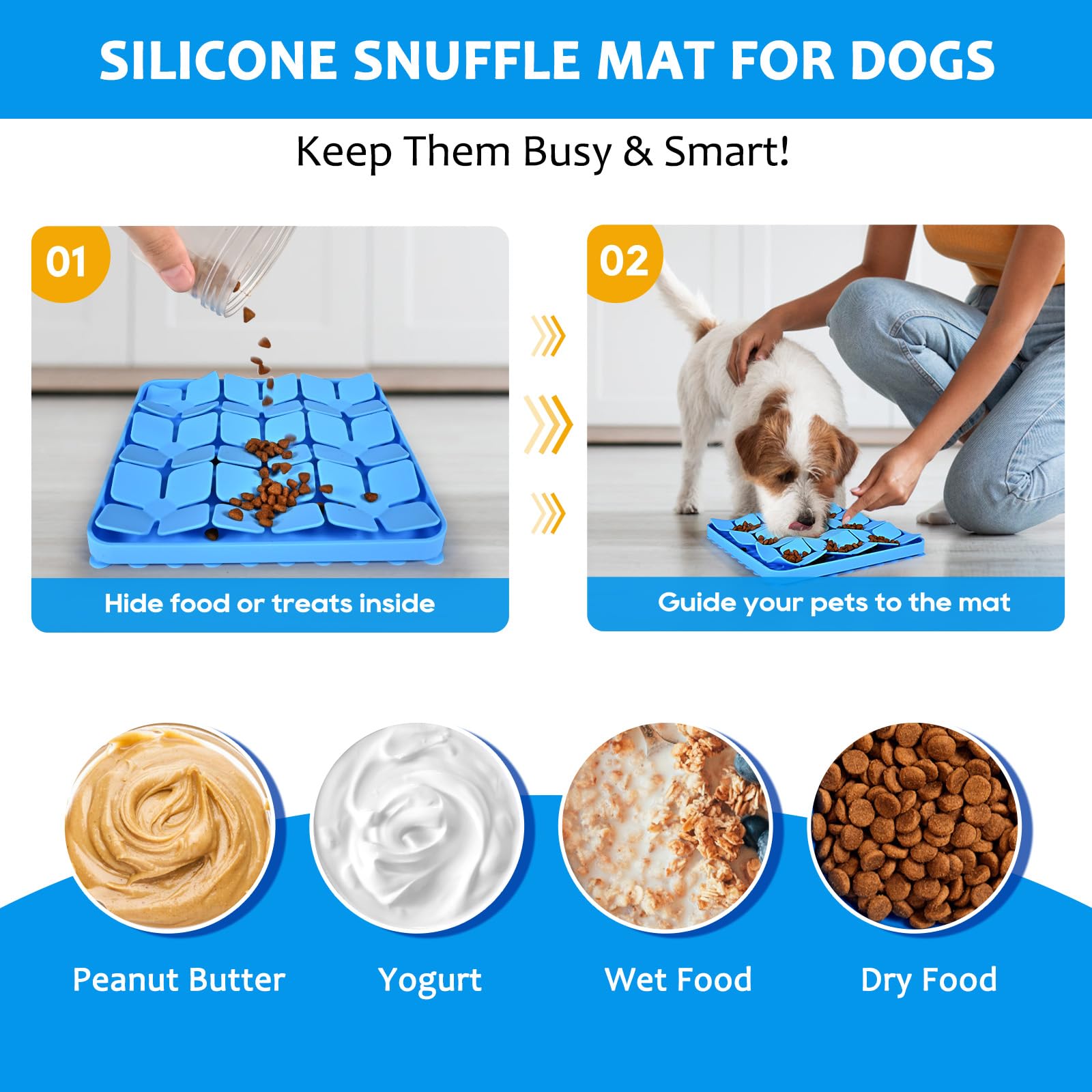 Ourmiao Silicone Snuffle Mat For Dogs 2 Pack, Silicone Dog Slow Feeder Lick Mat With Suction Cups, Puppy Puzzle Feeder Toys Snif