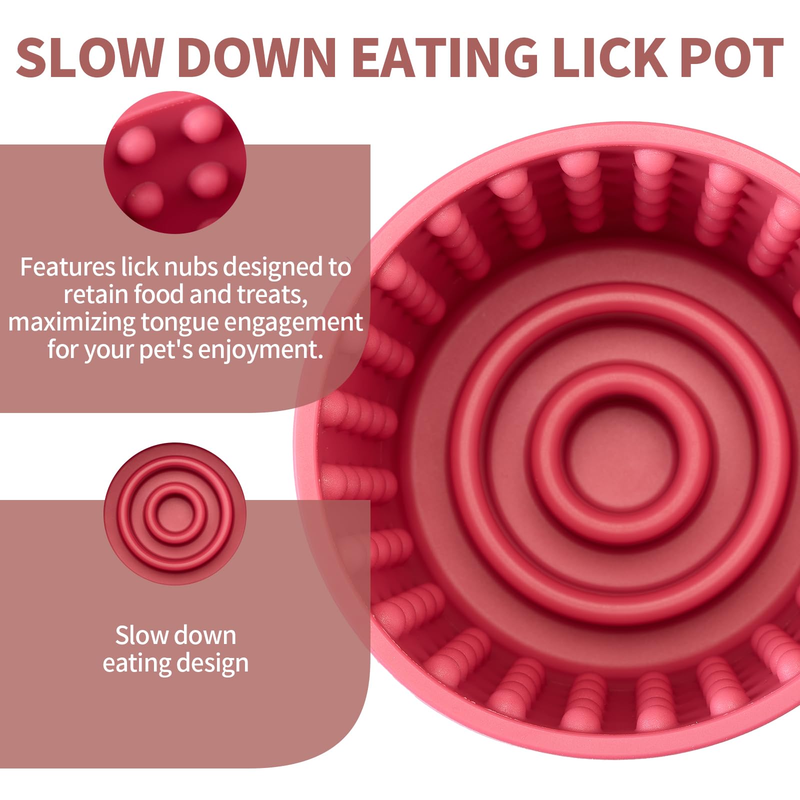 Bestalk Anxiety Relief Slow Feeder Dog Lick Mat Treat Dispenser, Non-Slip Licking Bowl - Dog Enrichment Toys for Small, Medium &