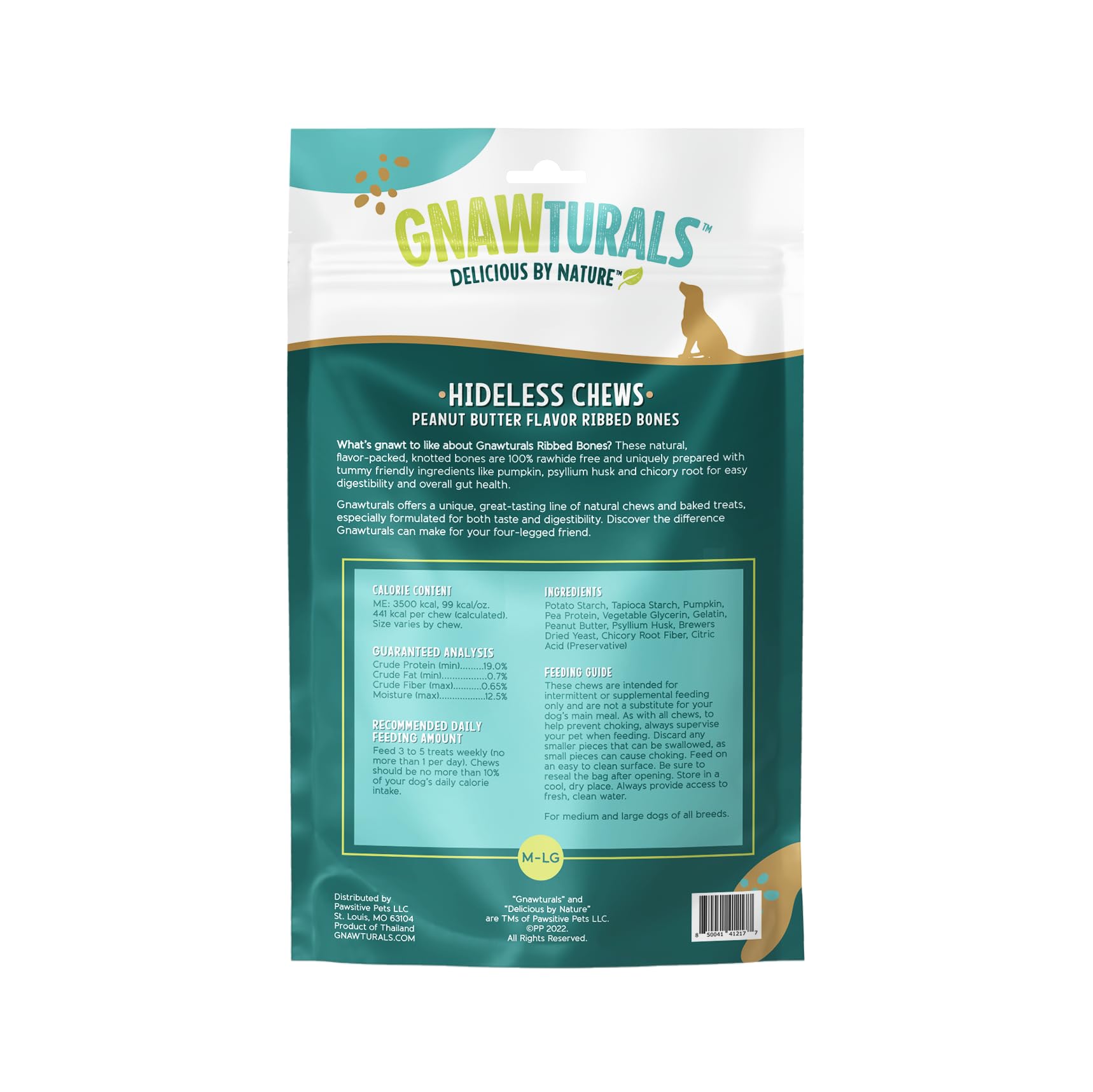 Gnawturals Rawhide Free Dog Chews | Ribbed Bones | for Large - Extra Large Dogs | Pumpkin, Psyllium Husk and Chicory Root for Ea