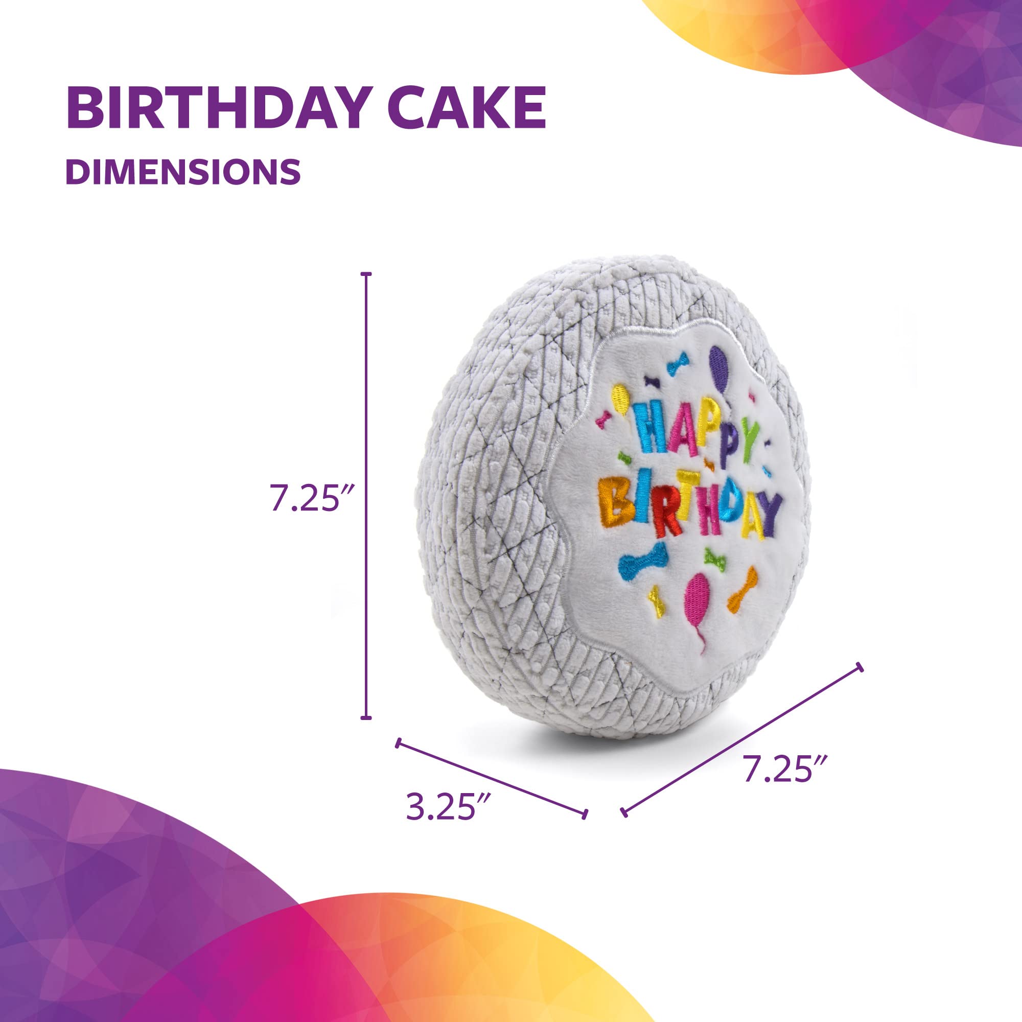 TrustyPup Tough 'N Fun Birthday Cake Squeaky Plush Dog Toy, Large, White, Chew Guard Technology, Model 71150