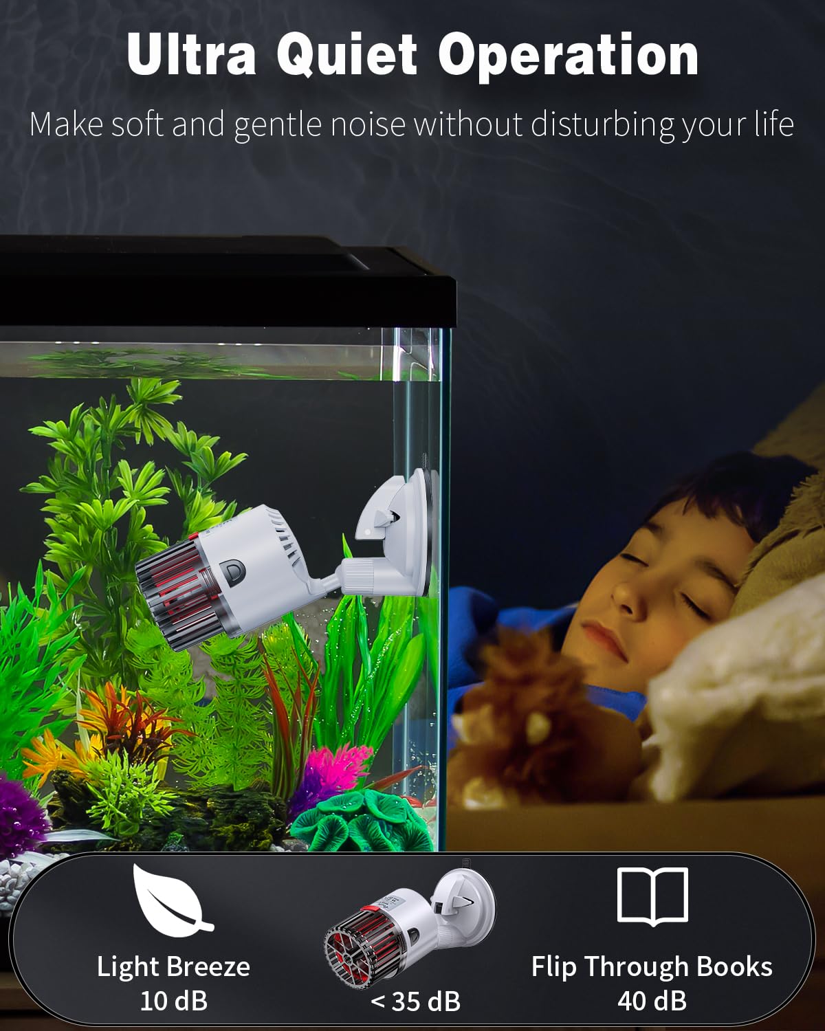 Pawfly Aquarium Wave Maker For Fish Tanks Up To 150 Gallons 2000 Gph Adjustable Circulation Pump With Strong Suction Cup Base Su