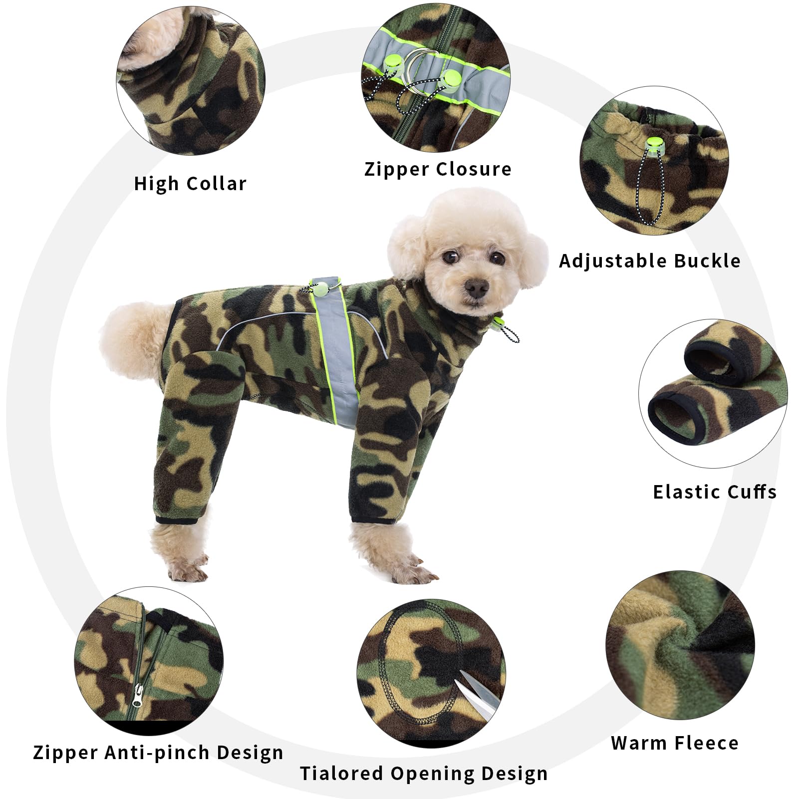 Aitoli Dog Coats For Small Medium Dogs, Polar Fleece Pajamas Bodysuit, Winter Jacket Sweater Vest, Four-Legged Warm Clothes