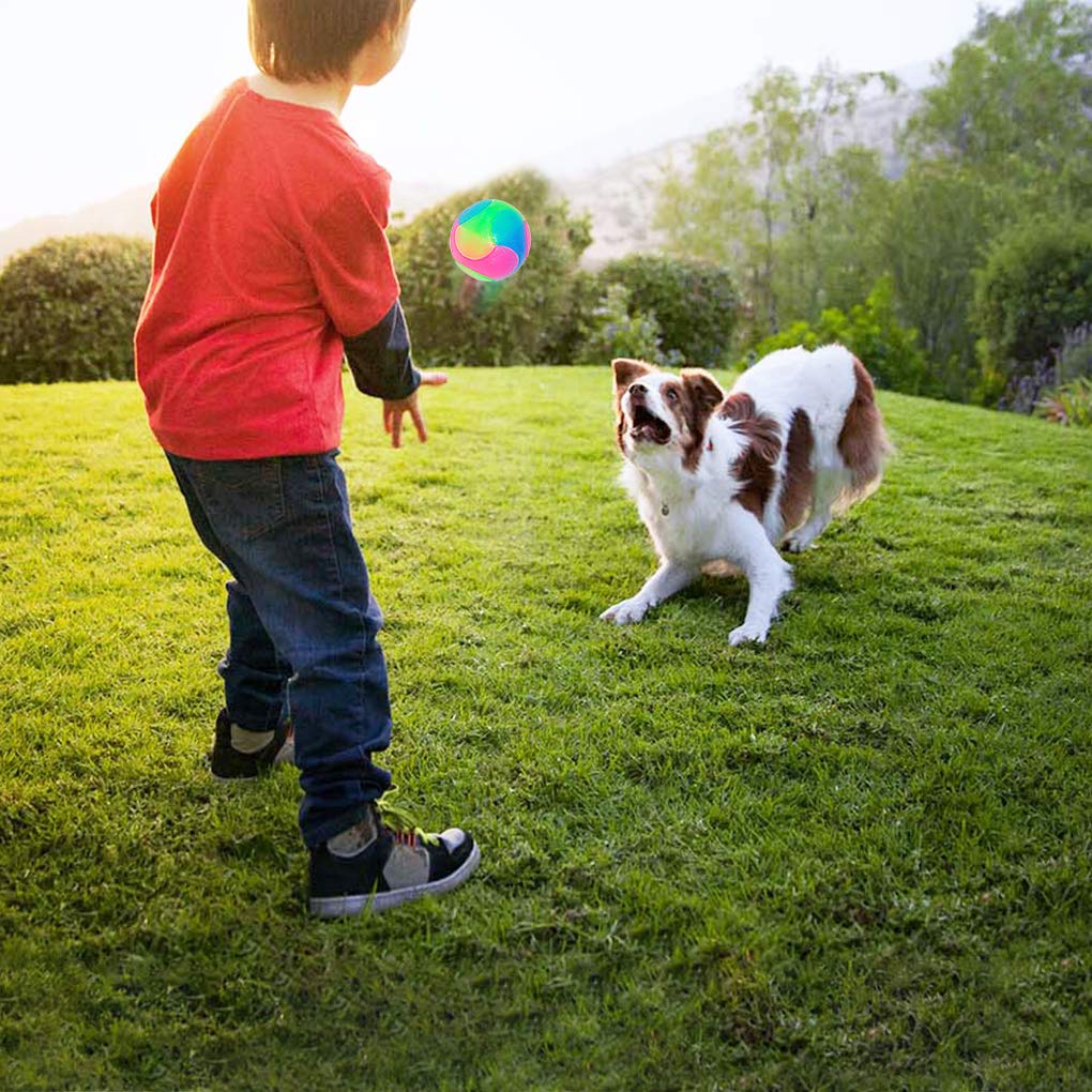 Fineinno 4 Pcs Large Light Up Dog Balls Flashing Elastic Ball Glow In The Dark Interactive Pet Toys For For Golden Retriever,Labrador,Large Dogs