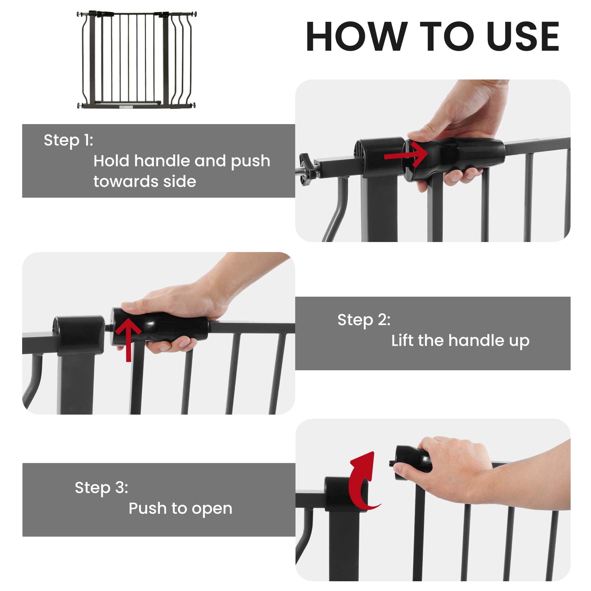 Balancefrom Easy Walk-Thru Safety Gate For Doorways And Stairways With Auto-Close/Hold-Open Features, 30-Inch Tall, Fits 29.1 - 38.5 Inch Openings, Graphite