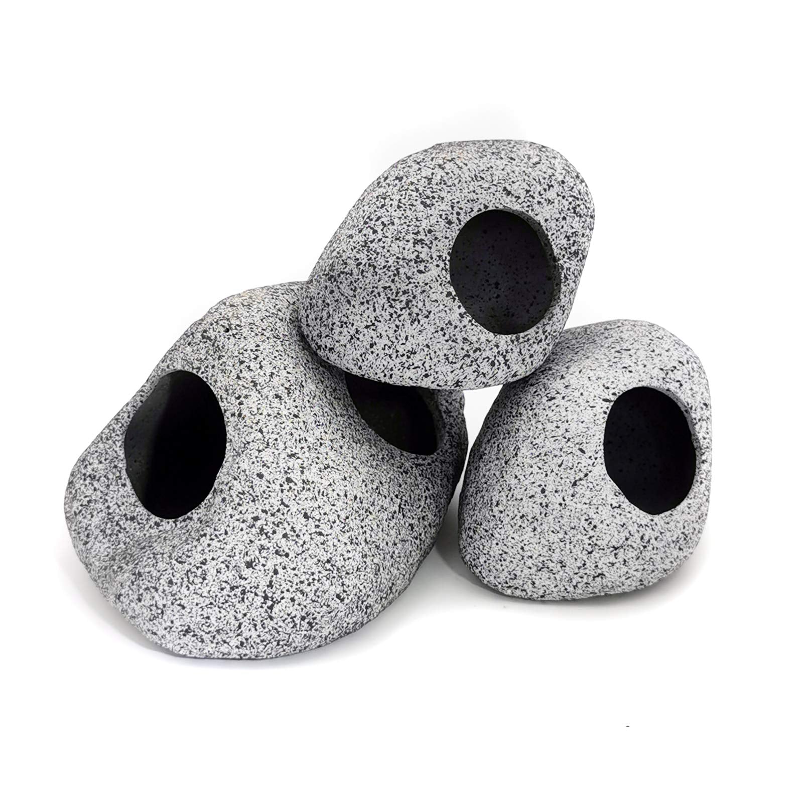 JIH Aquarium Decorations Rock, Ceramic Shelters - Shrimp Habitat, Breeding Tube, Hiding cave, Stackable Fish Tank Decor Cave for