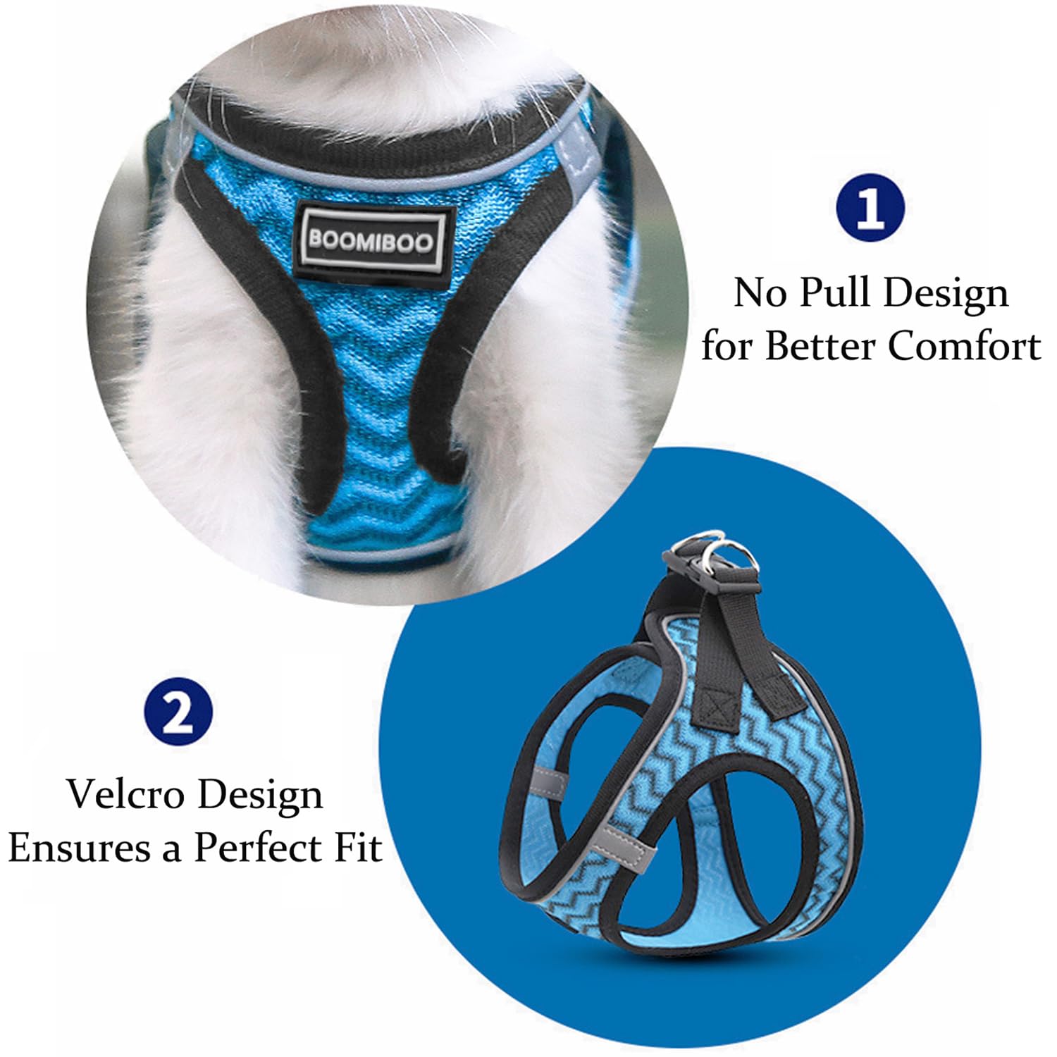 Boomiboo Dog Harness With Leash Set, No Pull Adjustable Reflective Step-In Puppy Pet Vest Harnesses For Small Medium Large Dogs