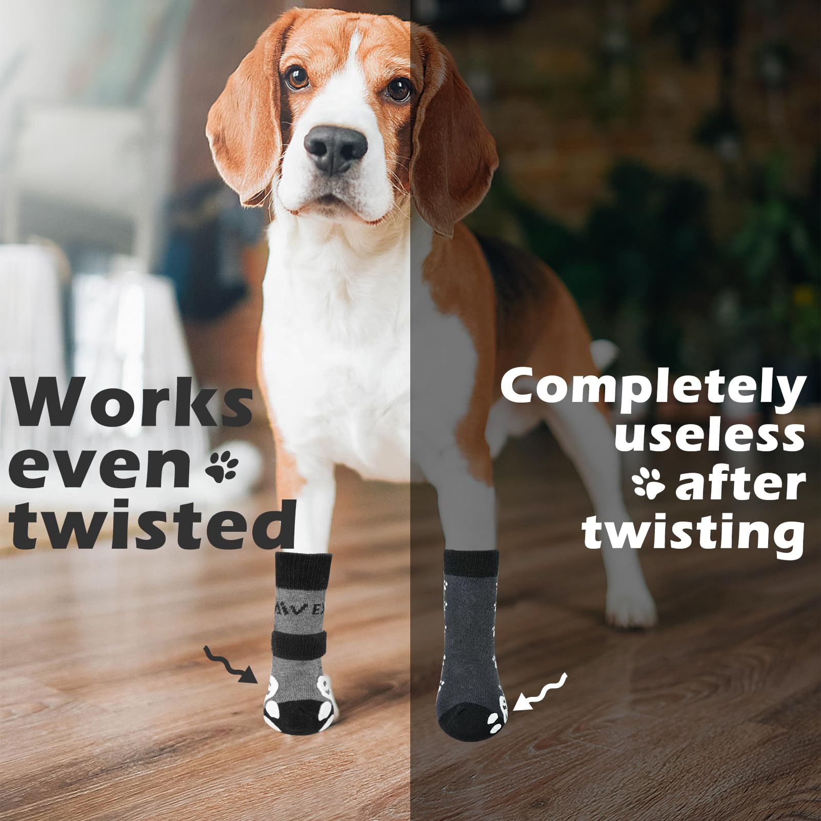 Expawlorer Anti-Slip Dog Socks-Double Sides Grips Traction Control On Hardwood Floor,Dog Shoes For Hot/Cold Pavement,Best Paw Pr
