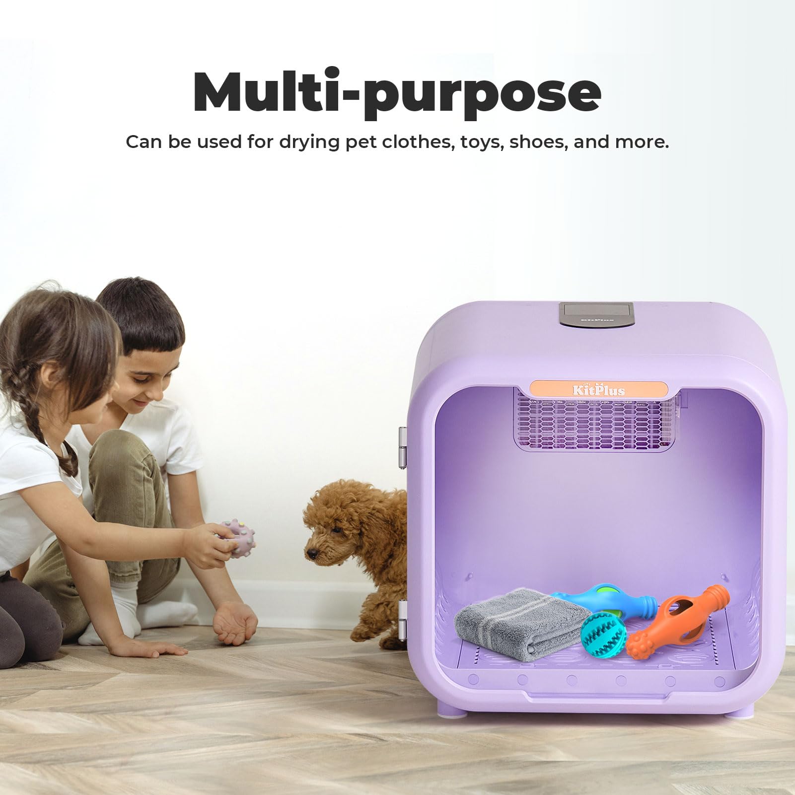 KITPLUS Pet Dryer Box for Dogs and Cats, 71L Large Capacity Ultra-Quiet Dog Hair Dryer Box with Smart Lock, Adjustable Temperatu