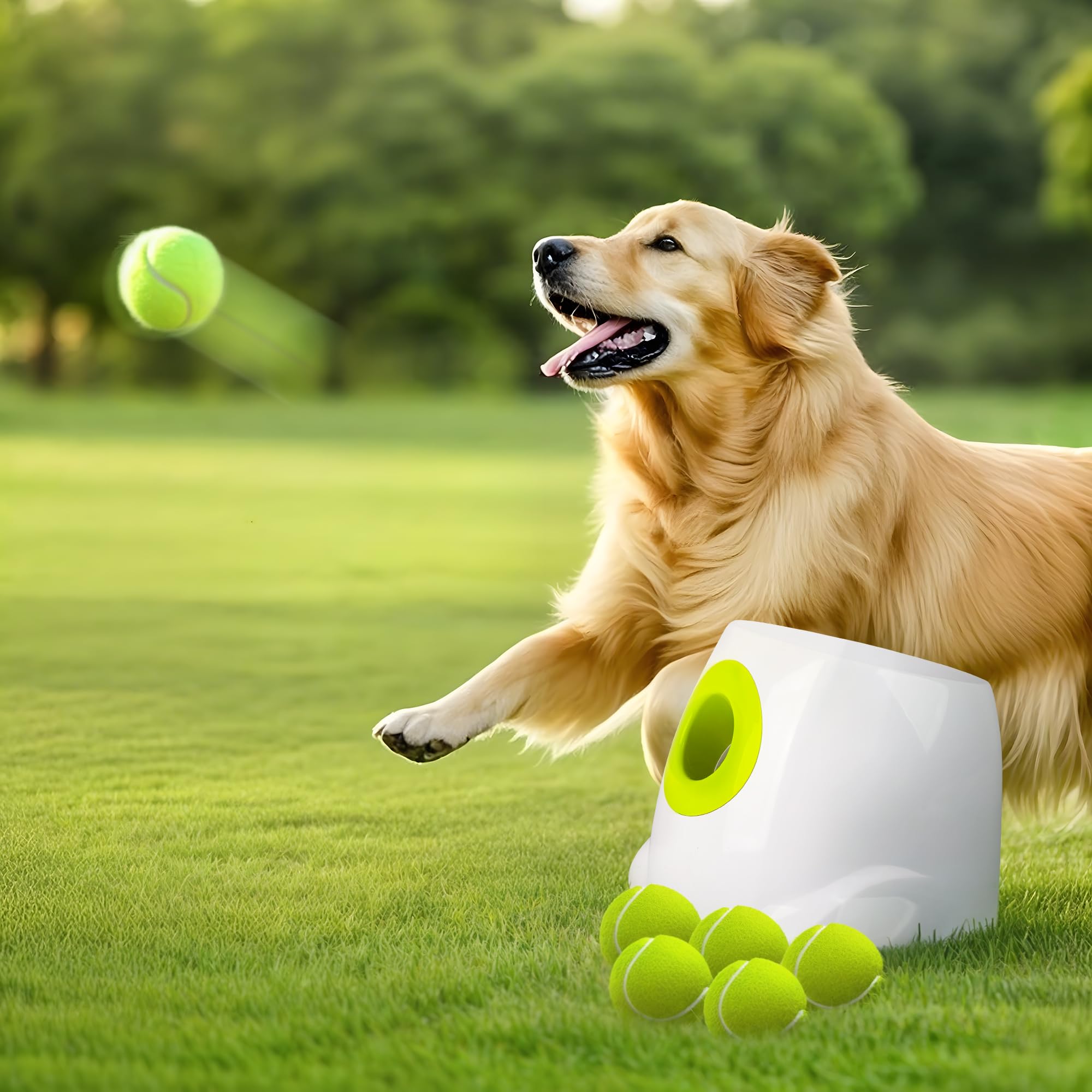 All For Paws Automatic Dog Ball Launcher, Adjustable Distance Settings, Rechargeable Battery For Medium To Large Dogs