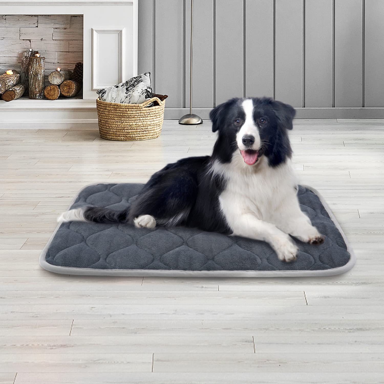 furrybaby Dog Bed Mat - Anti-Slip, Machine Washable, 22"x13", Sliver Grey Mat