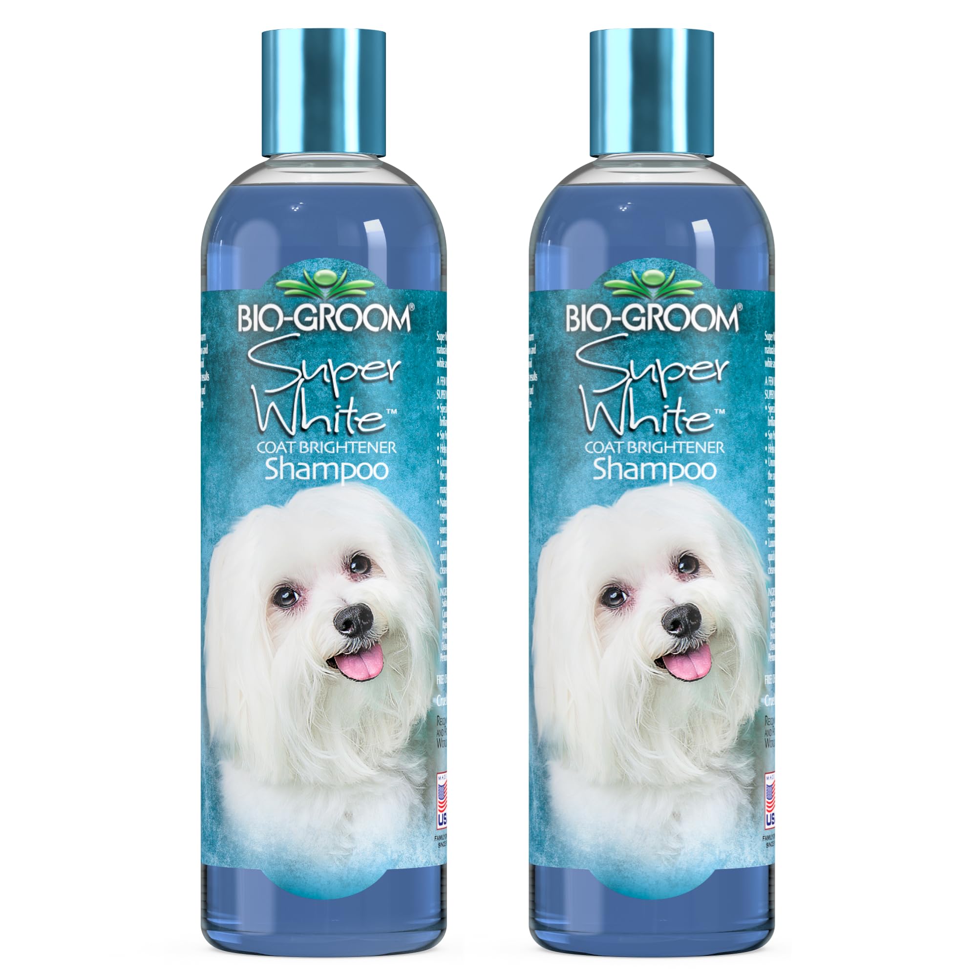Bio-Groom Super Whitening Dog Shampoo - Whitening Pet Shampoo, Dog Bathing Supplies, Puppy Wash, Dog Grooming Supplies, Cruelty-Free, Made In Usa, Coat Brightener Shampoo - 12 Fl Oz 2-Pack