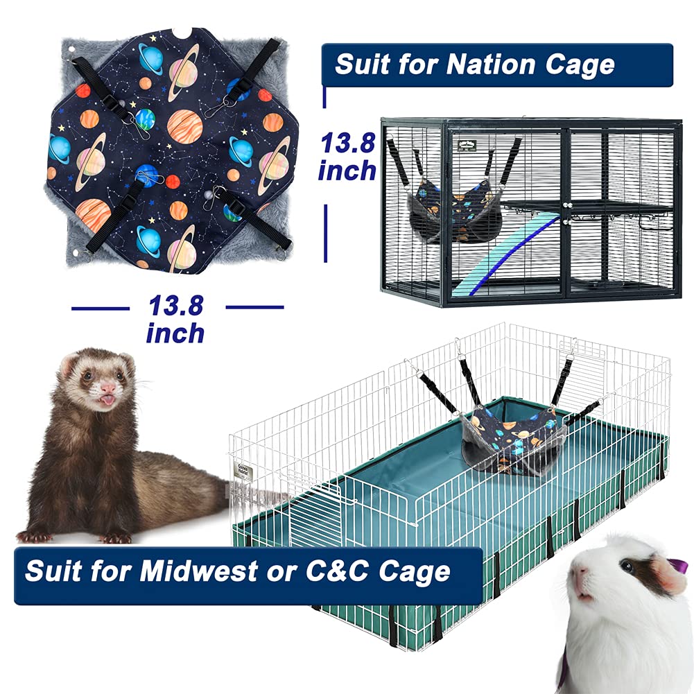 Fulue Ferret Rat Hammock Bed, Ferret Guinea Pig Nation Cage Accessories Kit Set Staff House And Hideouts Cave For Guinea Pig Ferret (Black Galaxy)