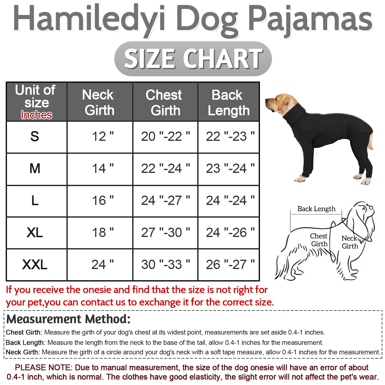 Hamiledyi Dog Onesie Anti-Licking Dog Bodysuit Spay Surgical Recovery Suit for Dogs Pet Cone Alternative After Surgery Full Body