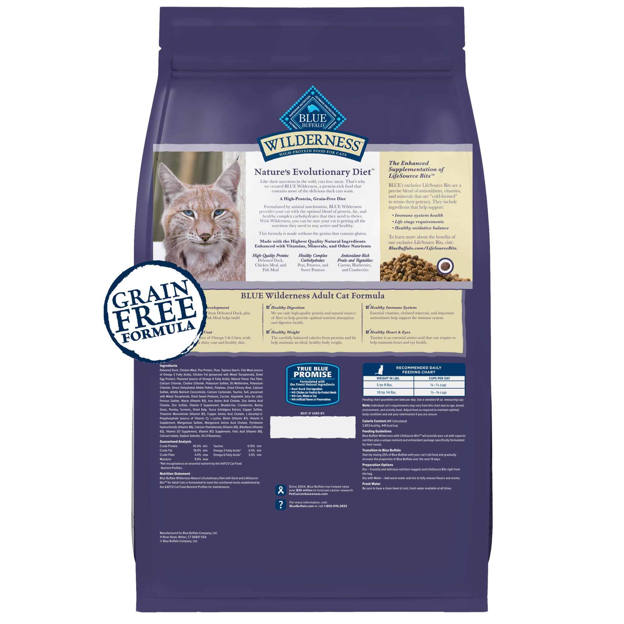 Blue Buffalo Wilderness Natures Evolutionary Diet High-Protein, Grain-Free Natural Dry Food for Adult Cats, Chicken, 4-lb. Bag