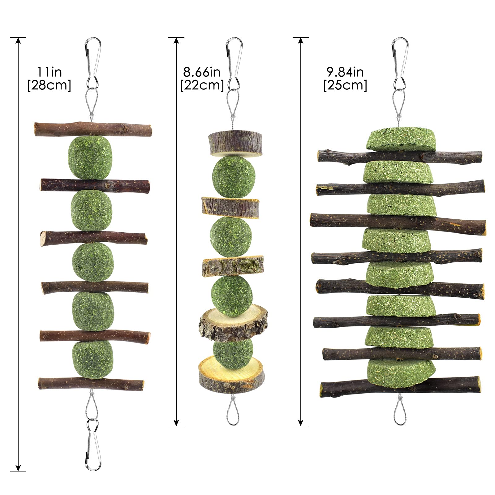 ERKOON Bunny Chew Toys, Rabbit Chew Toys for Teeth Grinding, Improve Dental Health, 100% Natural Apple Wood Timothy Grass Cake T