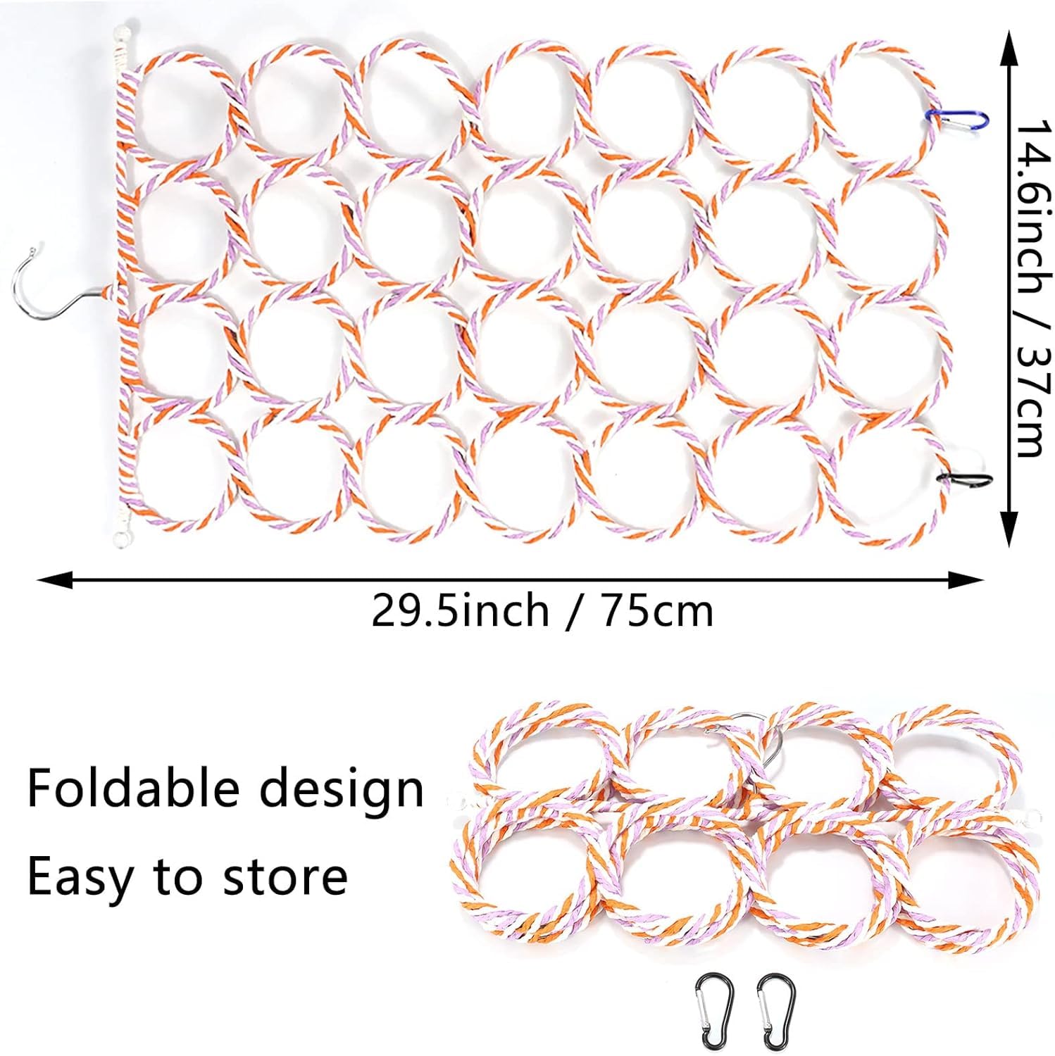 Jevnd 1Pcs Rat Climbing Rope Net Toy For Cage, Bird Hemp Rope Perch Swing, Ladder Rope Bridge Hanging Hammock, Small Animal Acti