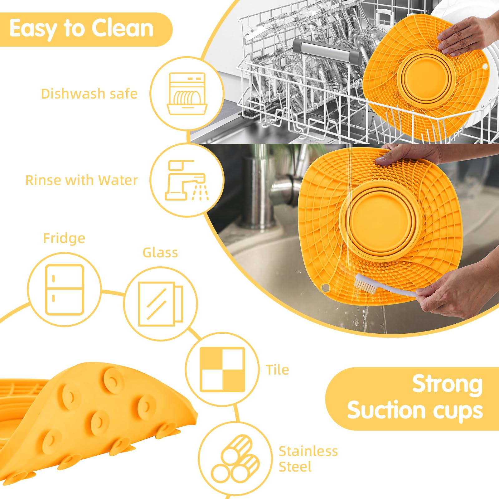 Ofcasa Lick Mat For Small Dogs And Cats With Suction Cups, Silicone Slow Feeder Lick Pad With Collapsible Bowl For Anxiety Relie