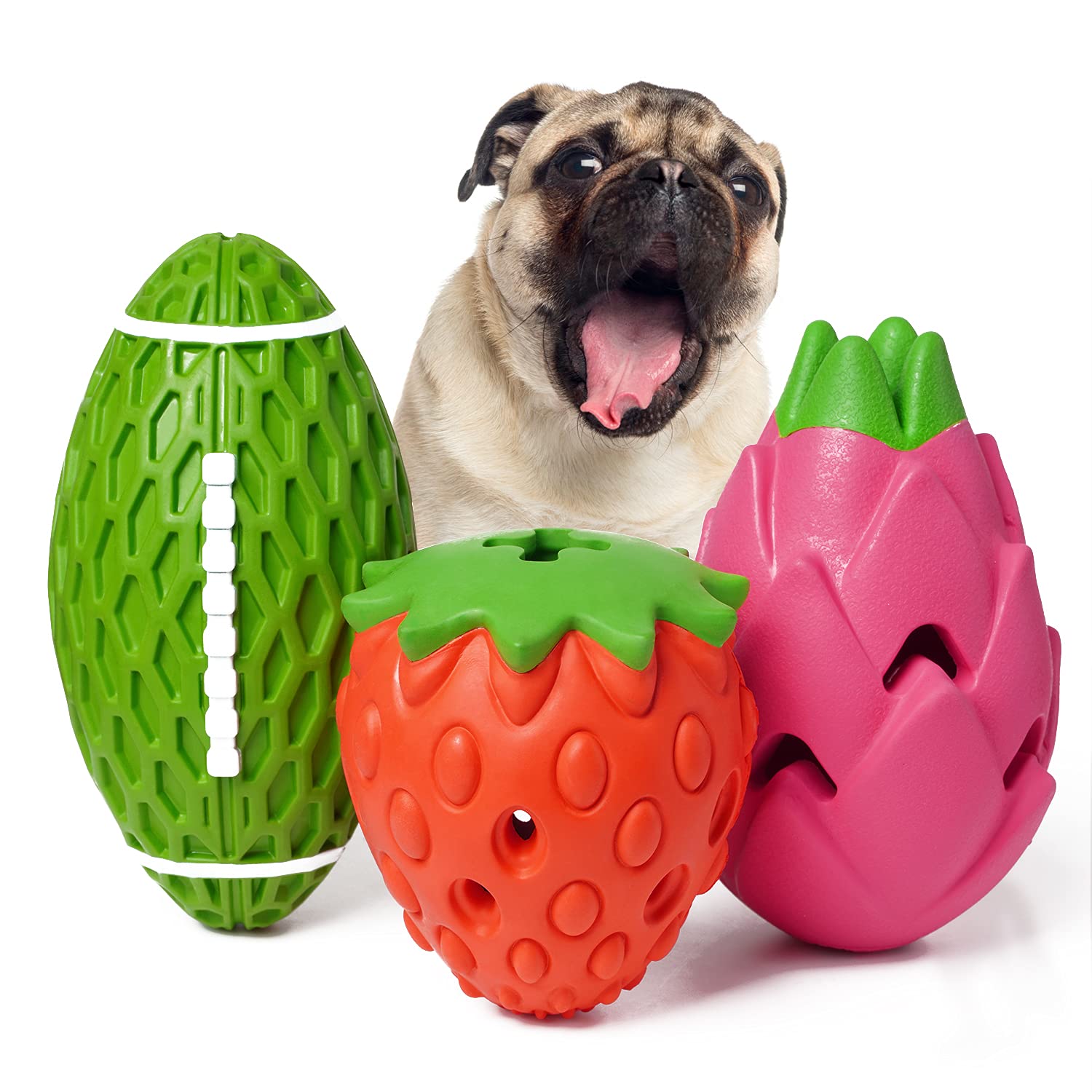 MewaJump Dog Chew Toy, 3 Pack Dog Toys for Aggressive Chewers, Tough Rubber Dog Toy, Puzzle Pet Toys Large Breed, Puppy Teething
