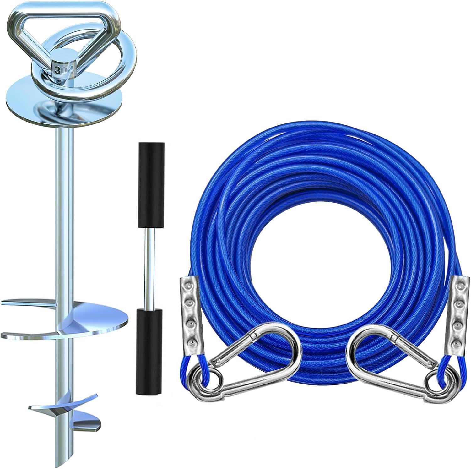 Catapamey Dog Tie Out Cable And Stake,360 Swivel Dog Run Anchor -With 25Ft Heavy Duty Cable,Dog Runner For Yard- For Large Dogs