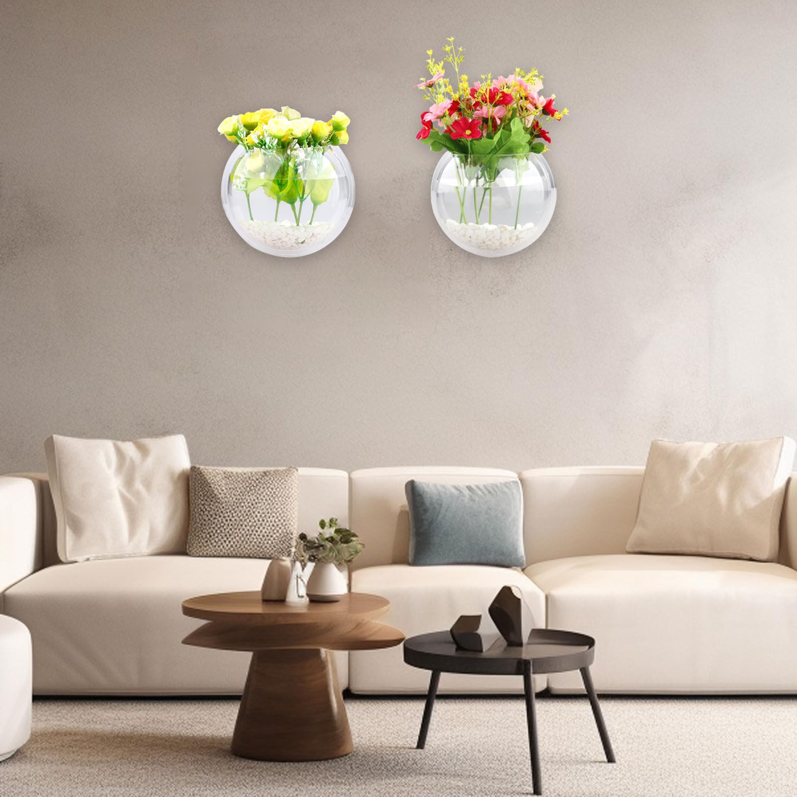 Acjryo 2Pack Wall Hanging Fish Tank,Mounted Fish Bowl Betta Tank Fish Plant Tanks Hanging Fish Bowl Plant Vase Home Decoration Pot