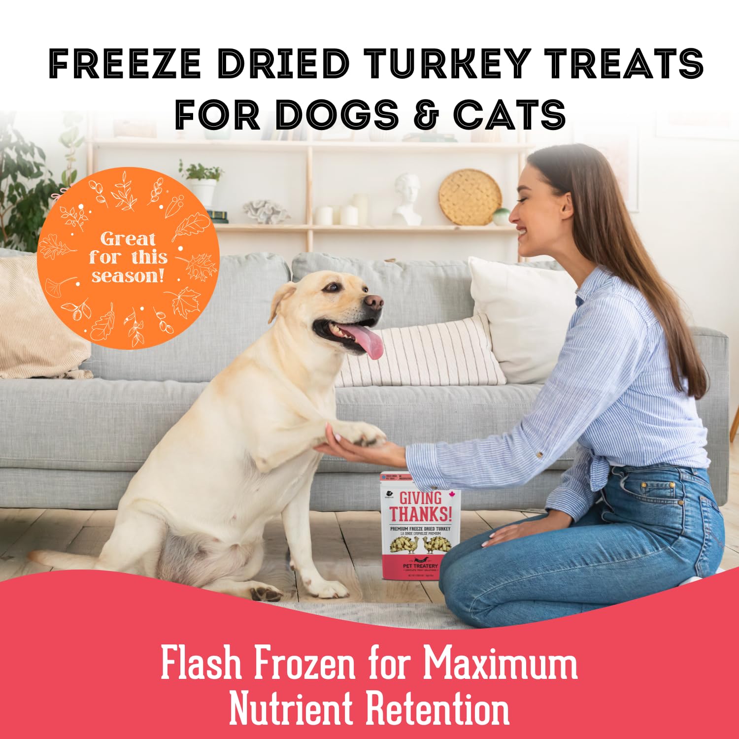 The Granville Island Pet Treatery Freeze Dried Turkey Treats for Dogs & Cats (1.76 oz, Pack of 1) - Single Ingredient Flash Froz