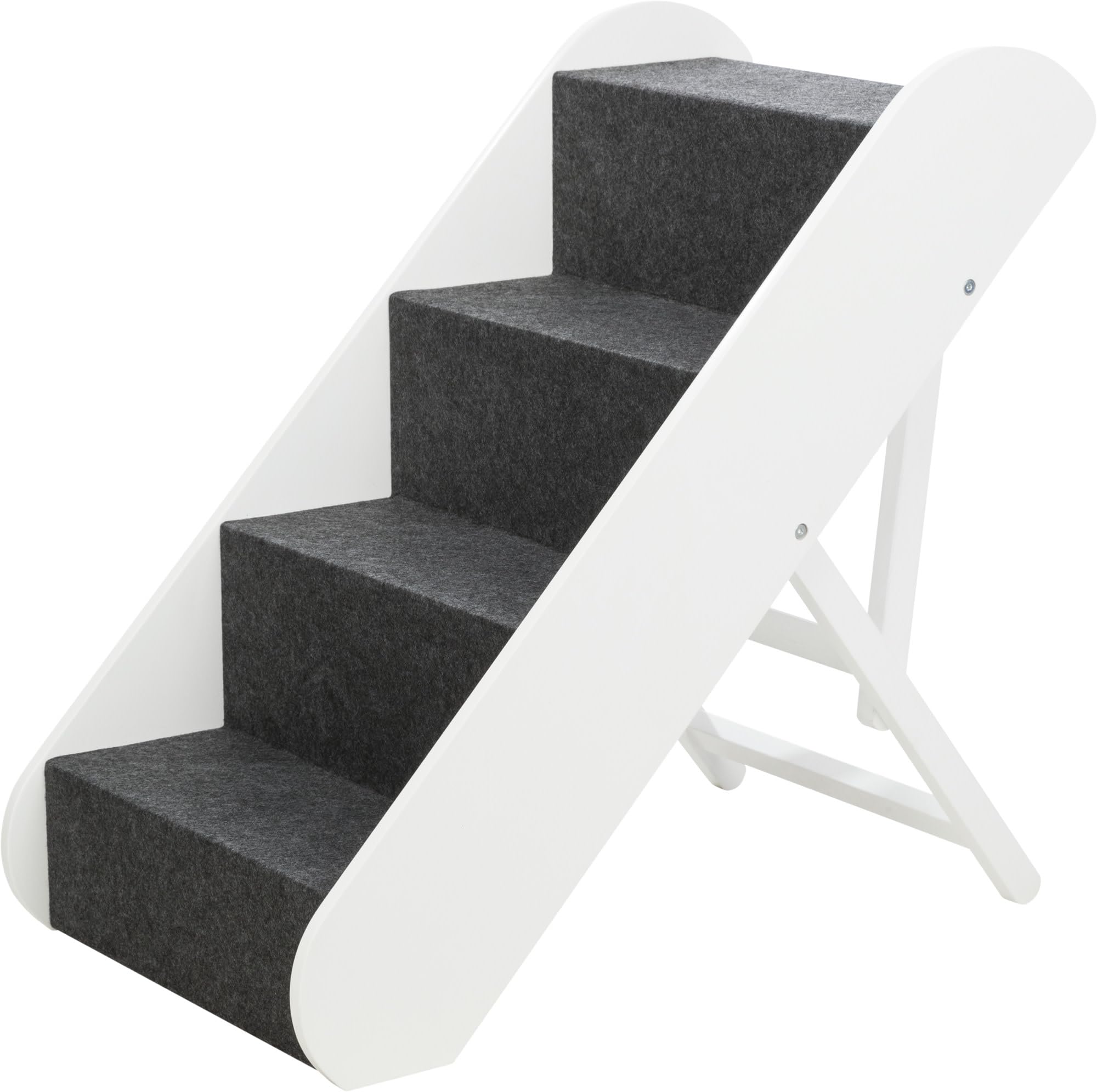Trixie Dog Stairs With Nonslip Carpet - 4 Step Pet Stairs For Beds And Couches - Easily Adjustable - In White