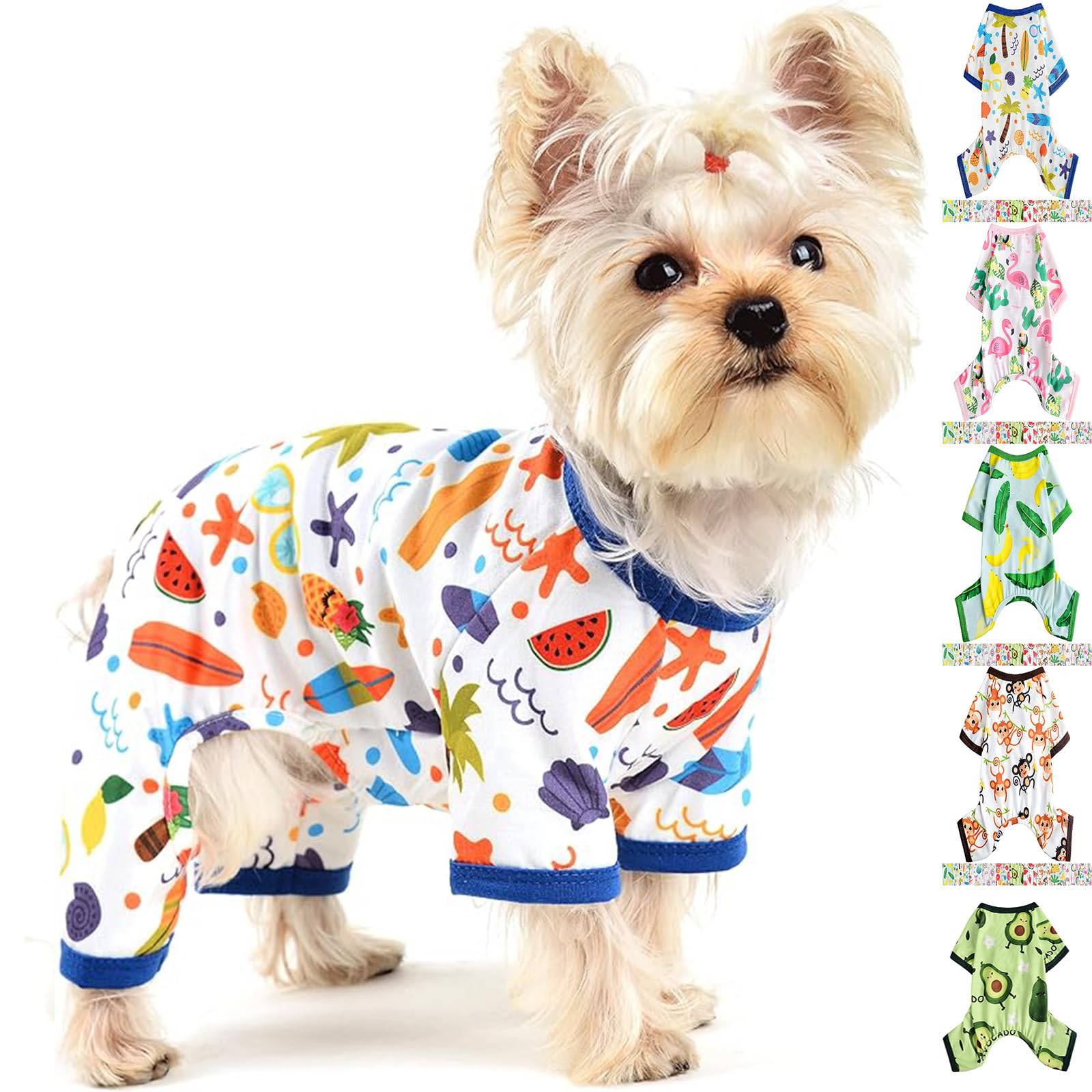 Dog Pajamas For Small Medium Dog Boy Girl, Fruit Banana Avocado Pattern, Spring Summer Dog Clothes Pet Jammies, Puppy Pjs, Doggi