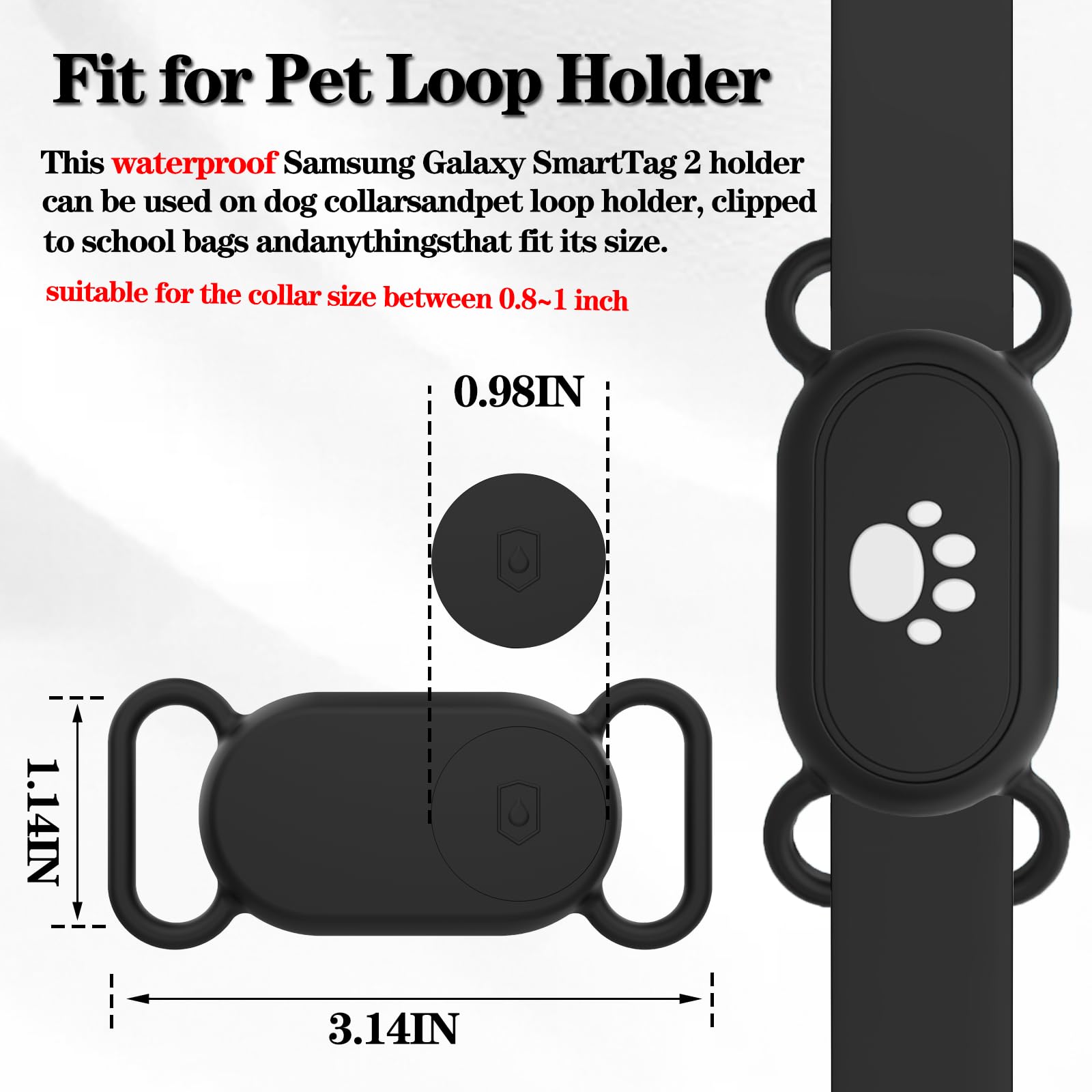 Waterproof Dog Collar Holder Compatible With Samsung Galaxy Smarttag2, Silicone Gps Tracker Hidden Loop Holder For Smart Tag2, A