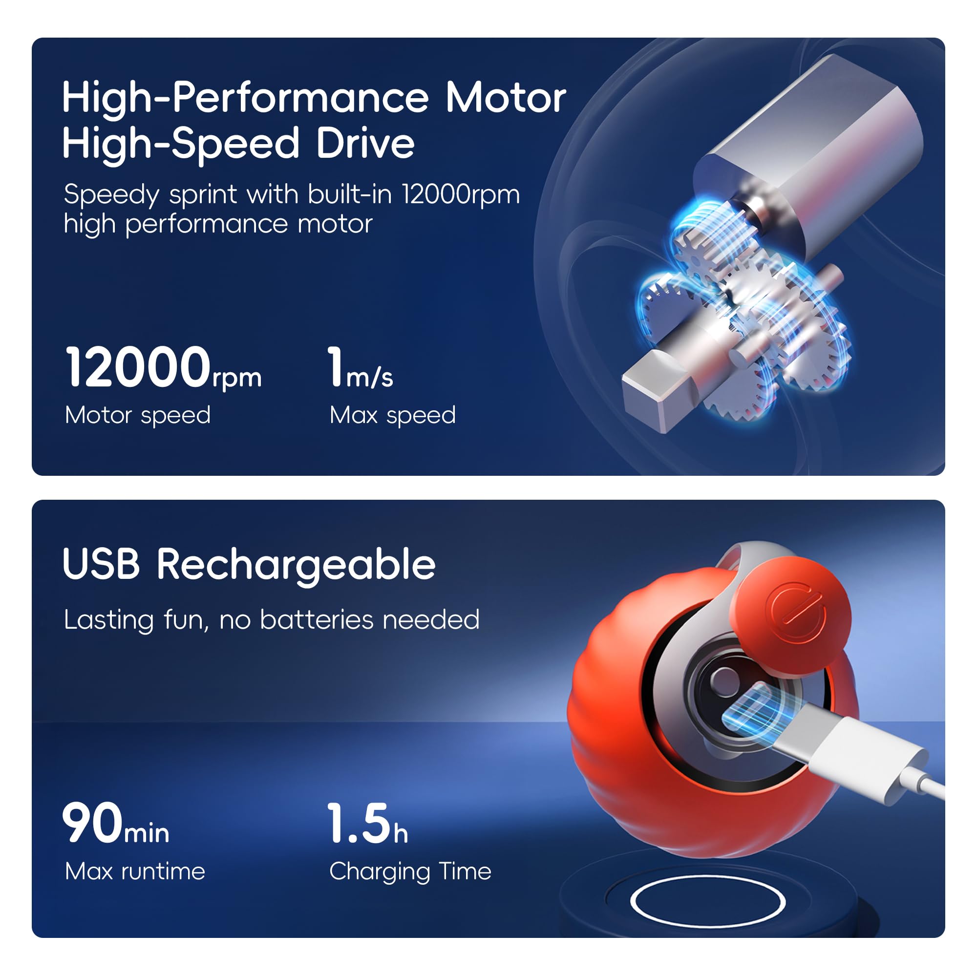 Potaroma Moving Ball Cat Toys With Feather Tail, Rechargeable 2025 New Interactive Toy For Indoor Cats Exercise, Smart Interacti