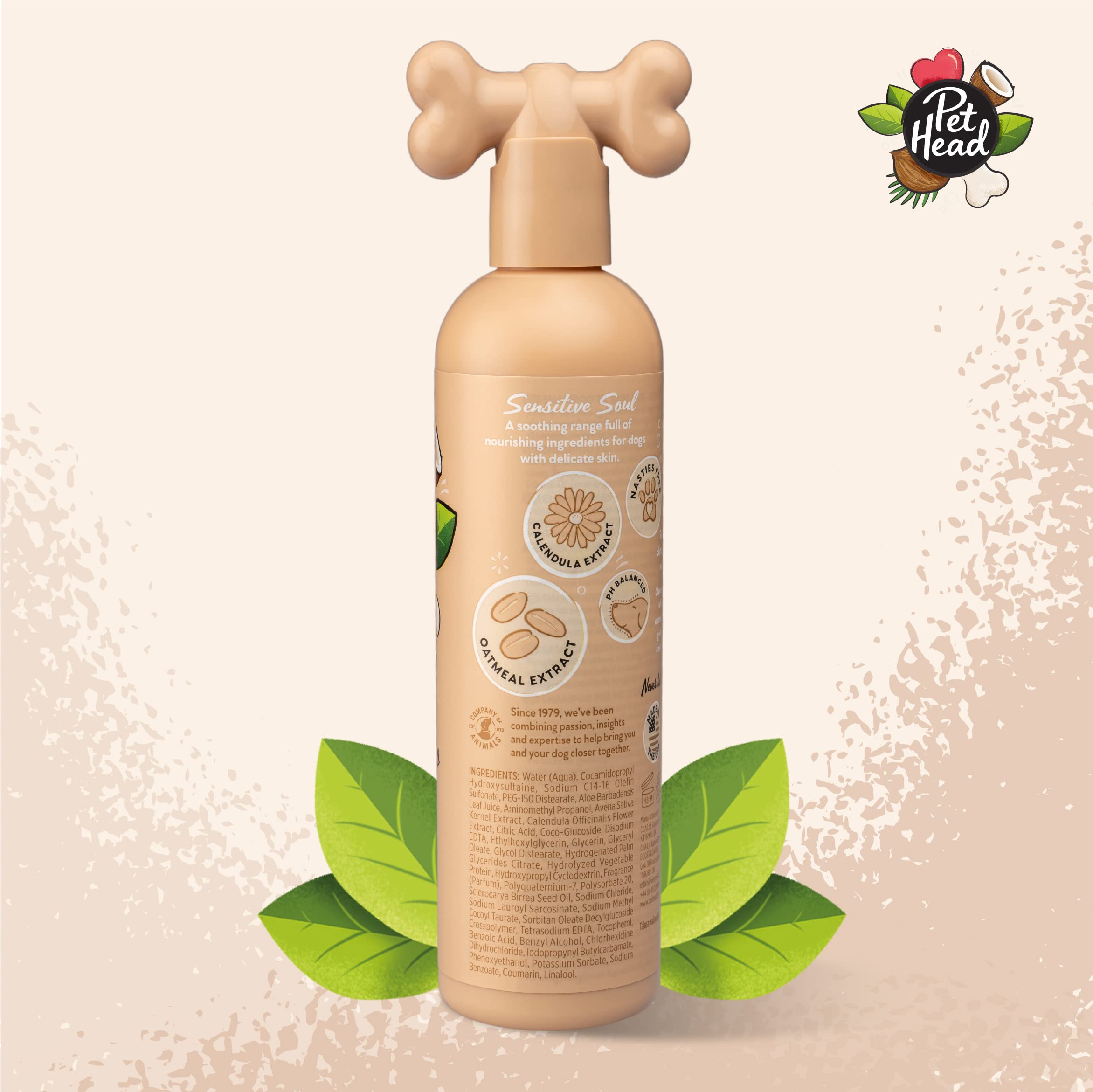 Pet Head Sensitive Soul Dog Shampoo | Coconut Scent | Shampoo For Dogs With Sensitive Skin | Moisturizing | Professional Grooming | Vegan | Gentle Formula For Puppies | Made In Usa | 16Fl Oz.