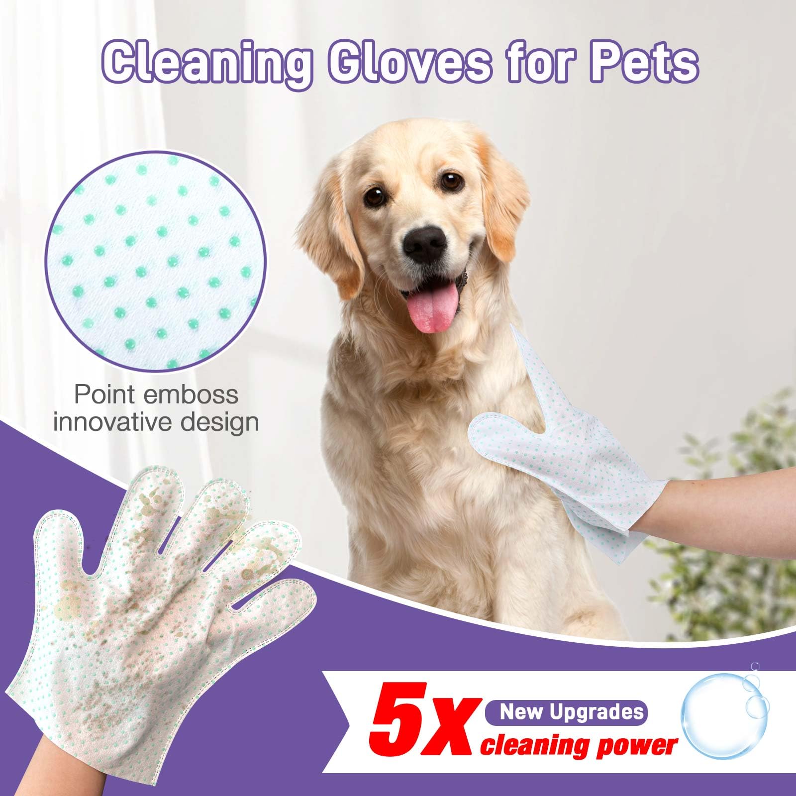 Voagluk 30 Pcs Dog Wipes Extra Thick Pet Cleaning And Deodorizing Bath Wipes For Dogs & Cats Rinse Free Grooming Gloves With Bum
