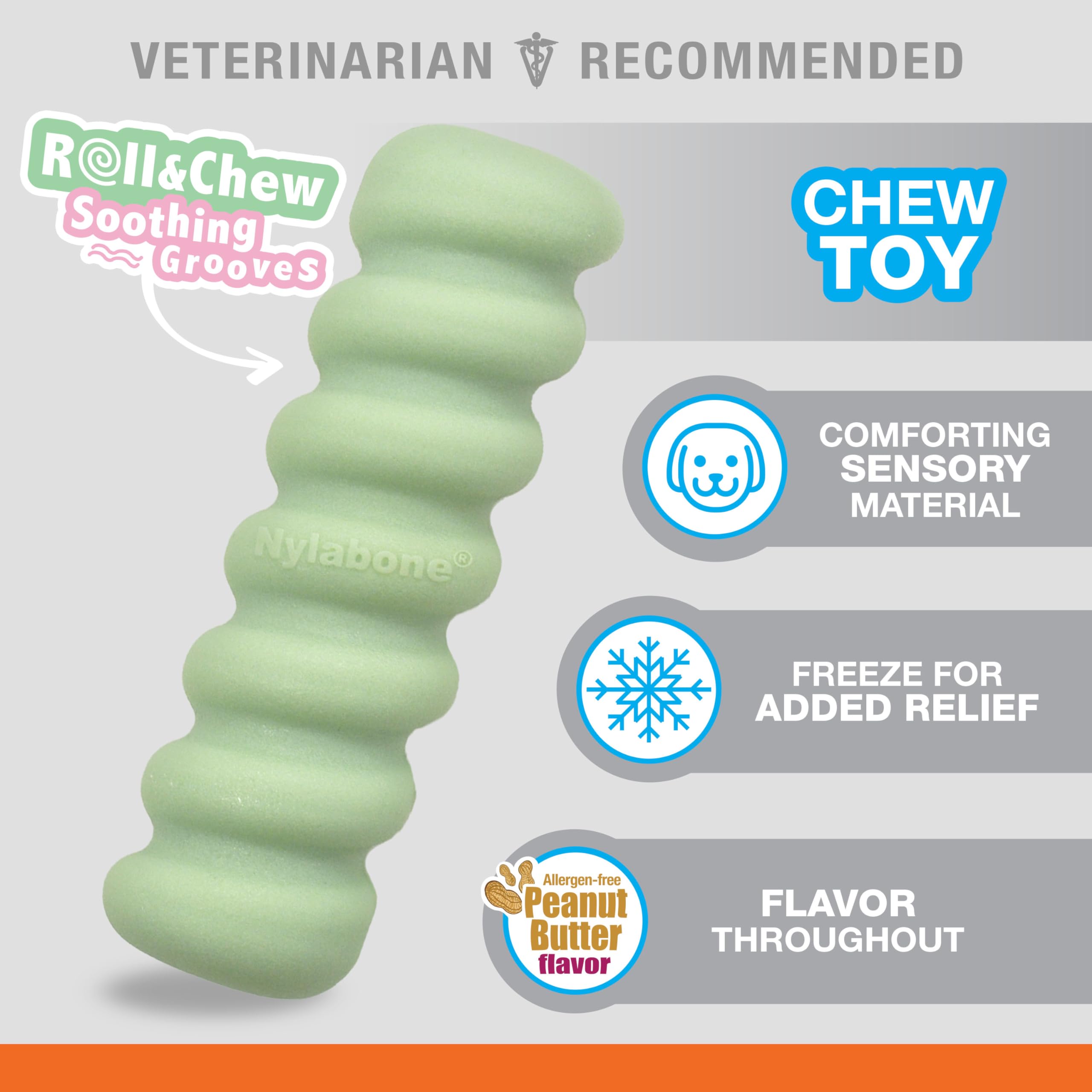 Nylabone Sensory Material Puppy Chew Toy Stick, Toys For Teething Puppies, Peanut Butter Flavor, Small - Up To 25 Lbs, 1 Count