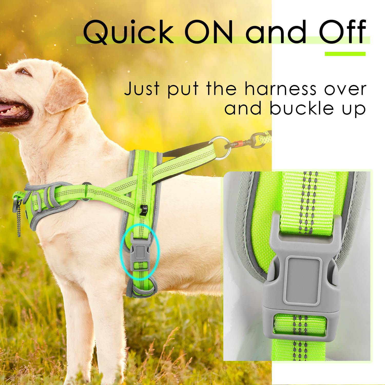 ADVENTUREMORE No Pull Large Dog Harness, Sport Dog Halter Harness Reflective Breathable Dog Vest Escape Proof Dog Harness with E