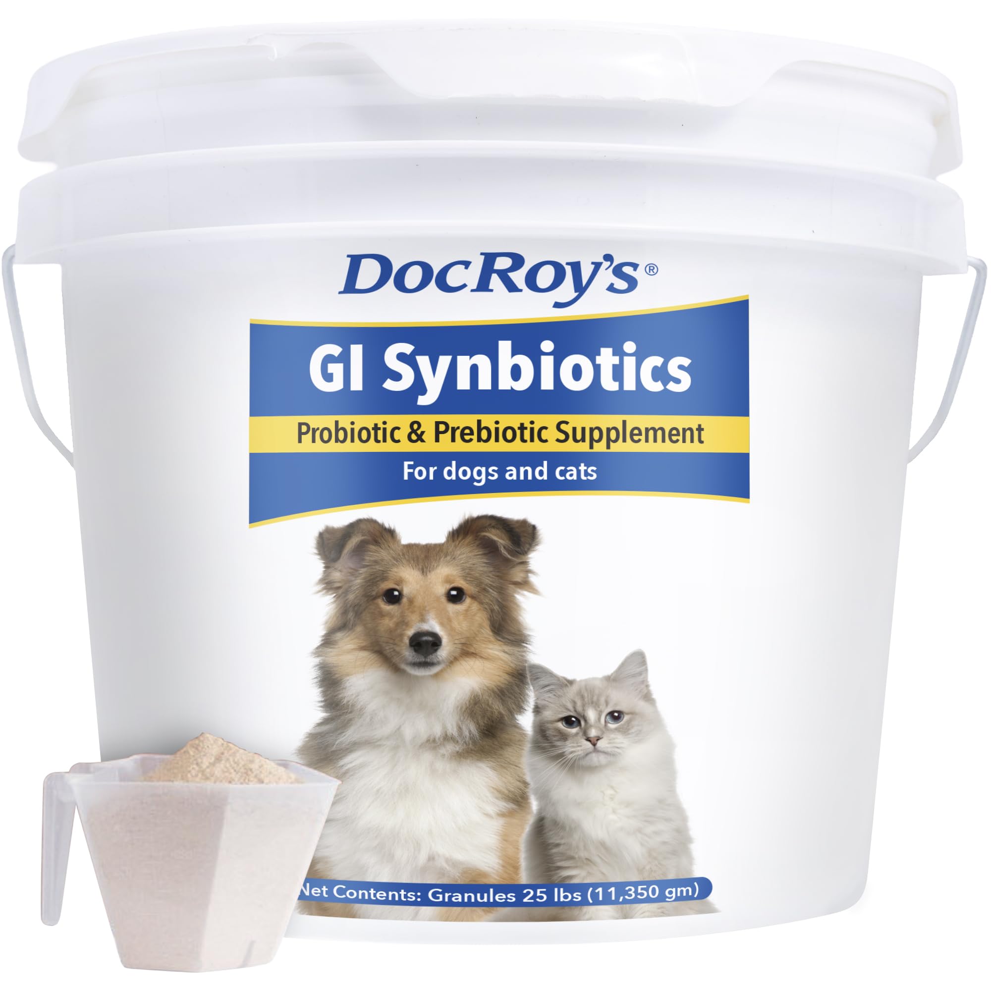 Doc Roys GI Synbiotics Probiotic & Prebiotic Granules for Dogs & Cats, Digestive & Immune Health Supplement with Live Cultures, 