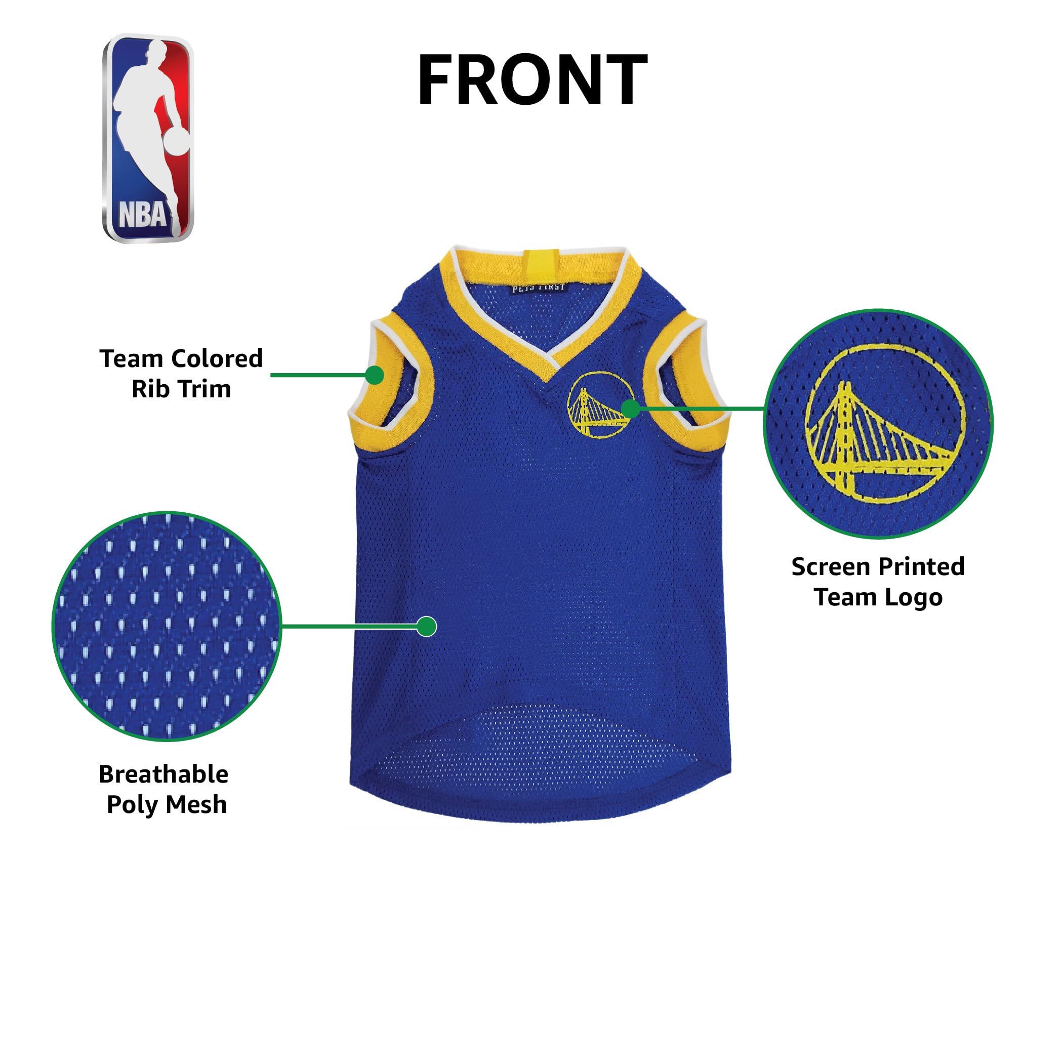 Pets First Nba Golden State Warriors Dog Jersey, X-Large - Tank Top Basketball Pet Jersey